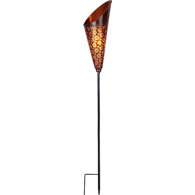 näve LED Solarleuchte »Torch«, 1 flammig-flammig, Flammeneffekt,  kupferfarben, Trichterform, Blumenornamente, H:96cm online bestellen