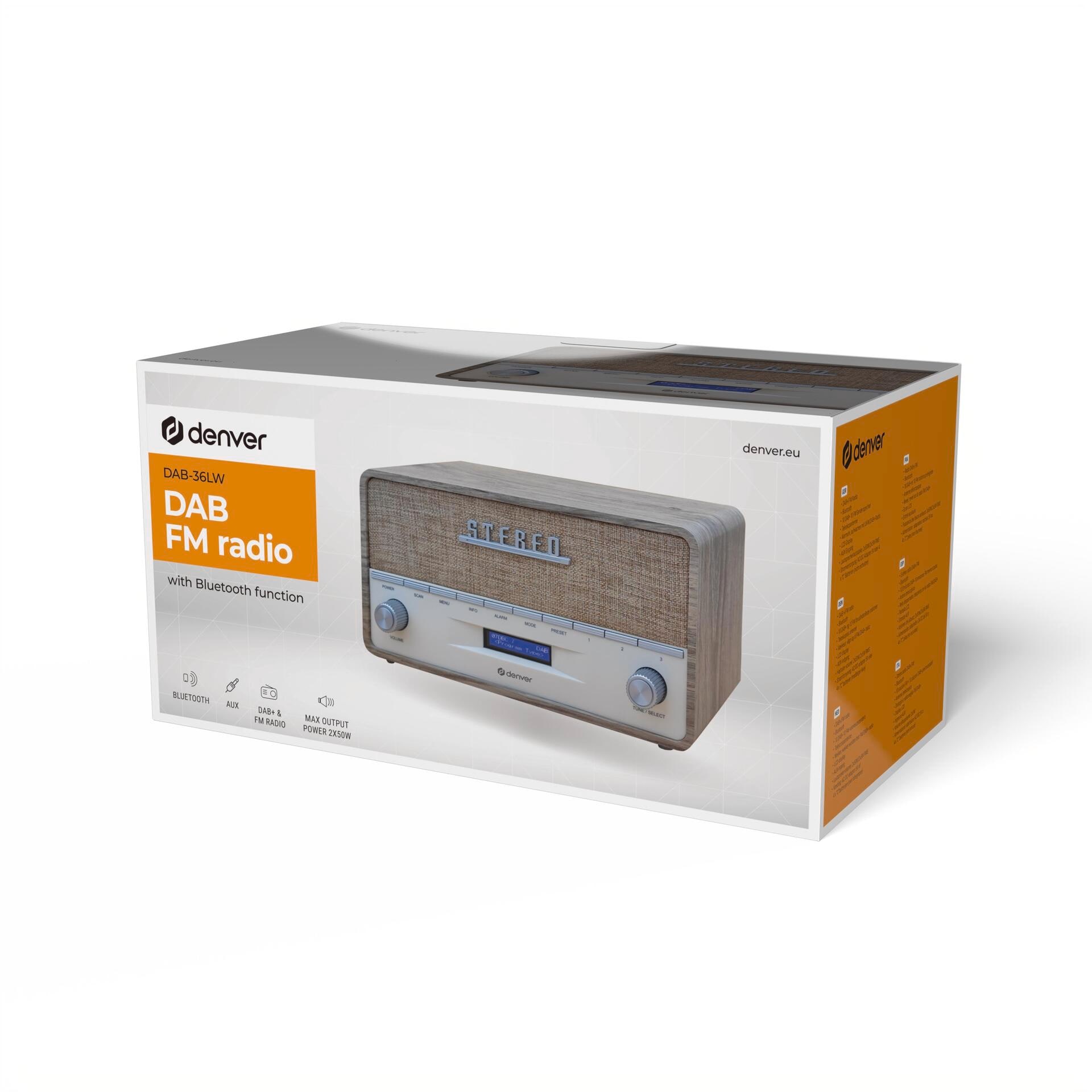 Denver Digitalradio (DAB+) »DAB-36«, (Bluetooth Digitalradio (DAB+) 5 W), integrierter DAB+ und FM-Tuner, Bluetooth