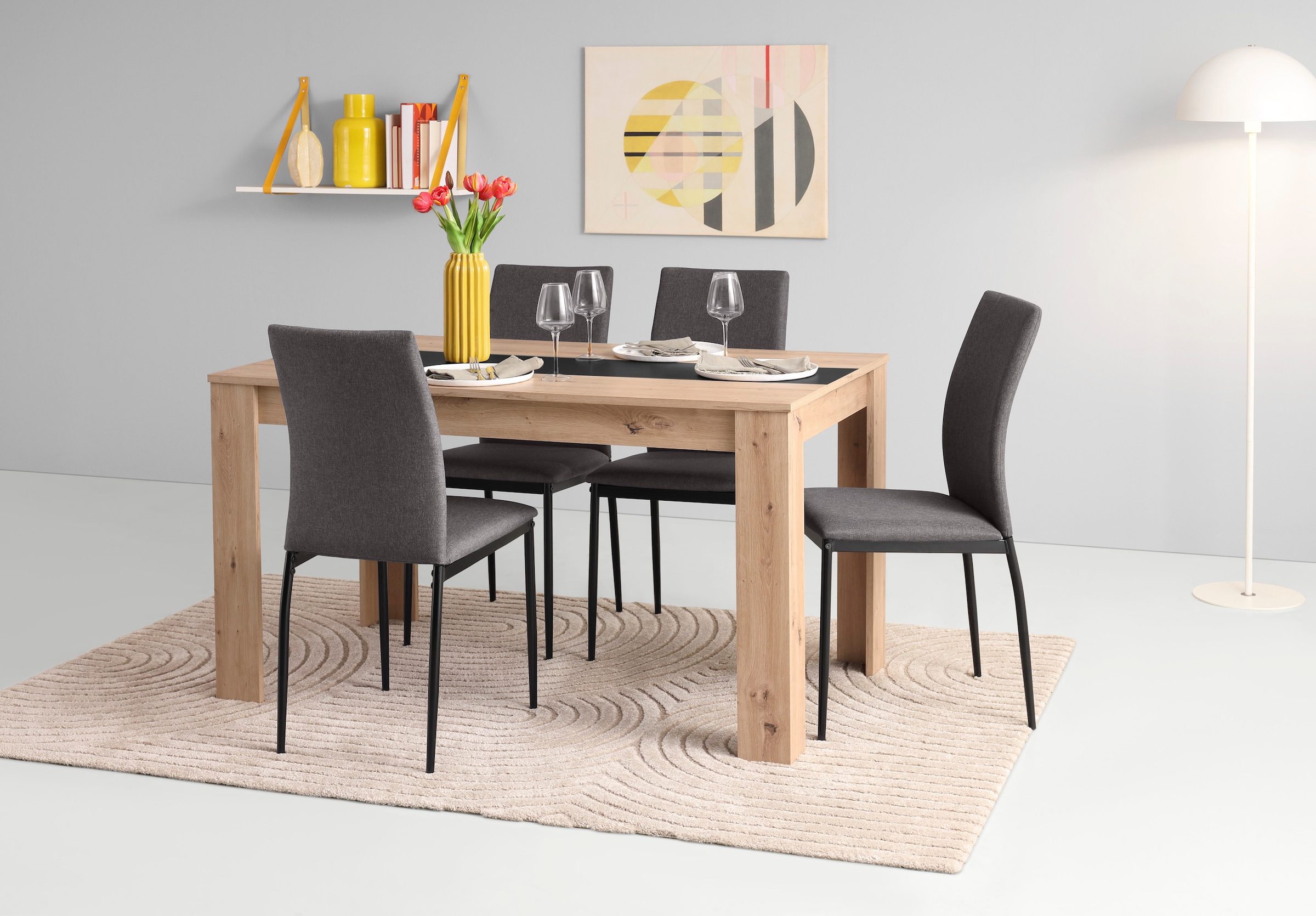 HELA Esstisch »SIMONE«, Breite 140cm, mit Wendeeinlage Dekor/Schwarz, Unser günstig online kaufen
