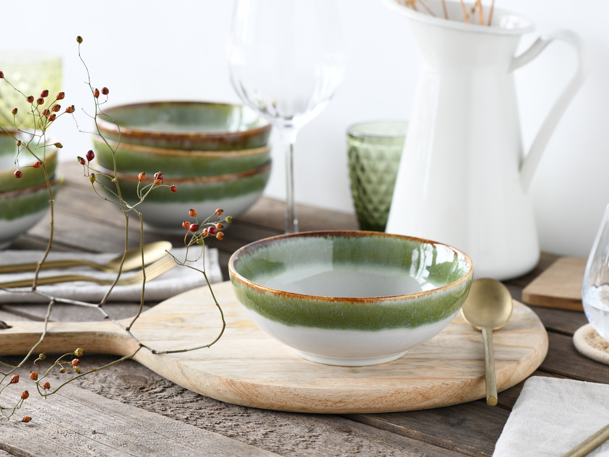 CreaTable Schale »Cascade, Smoothie Bowl, Ø 16,5 cm 6-tlg«, 6 tlg., aus Steinzeug, Rekativglasur, Healthy Food