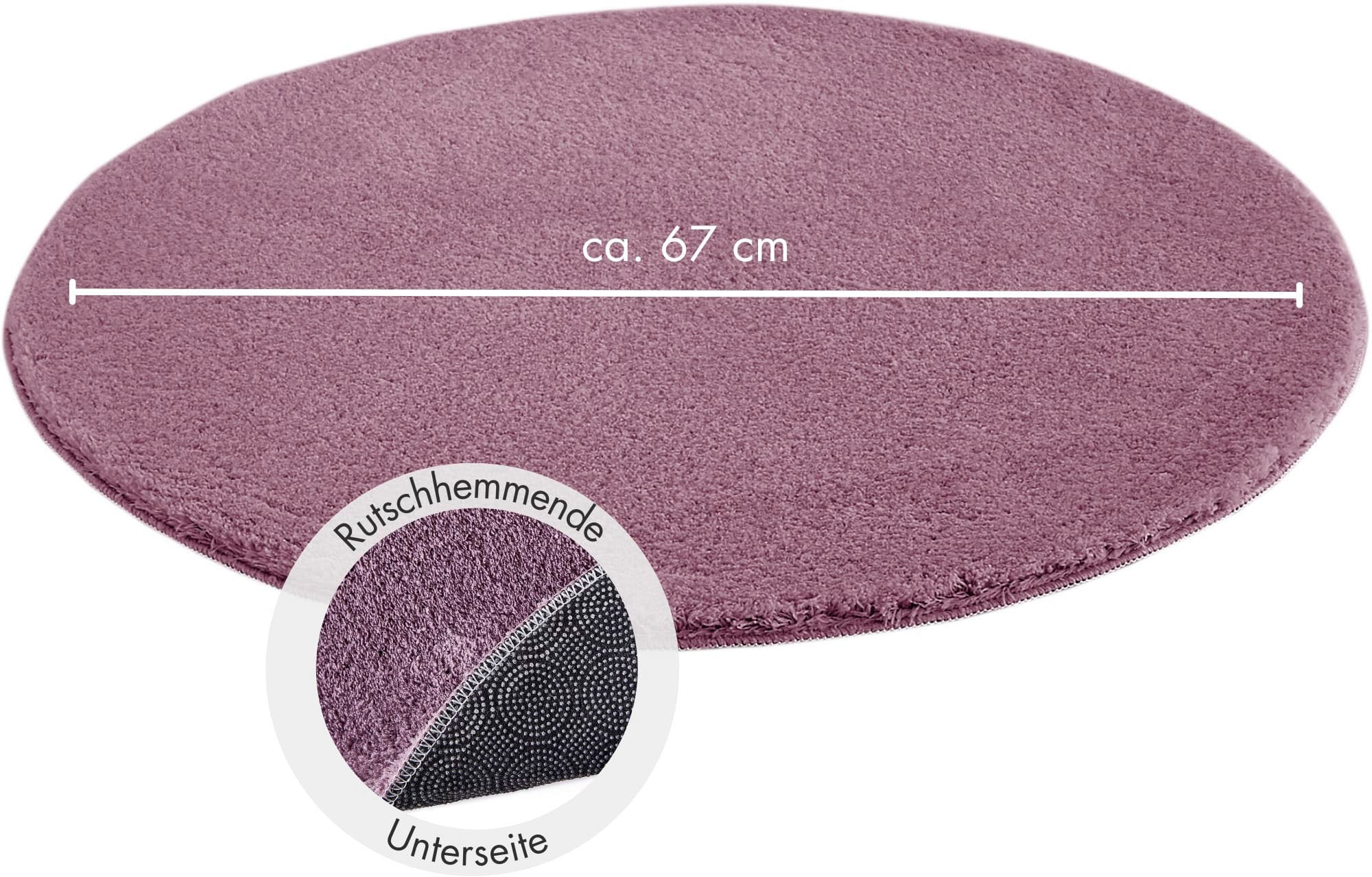 Andiamo Teppich »Arezzo«, rund, 16 mm Höhe, Uni Farben, weicher Flor, waschbar, ideal im Wohnzimmer & Schlafzimmer