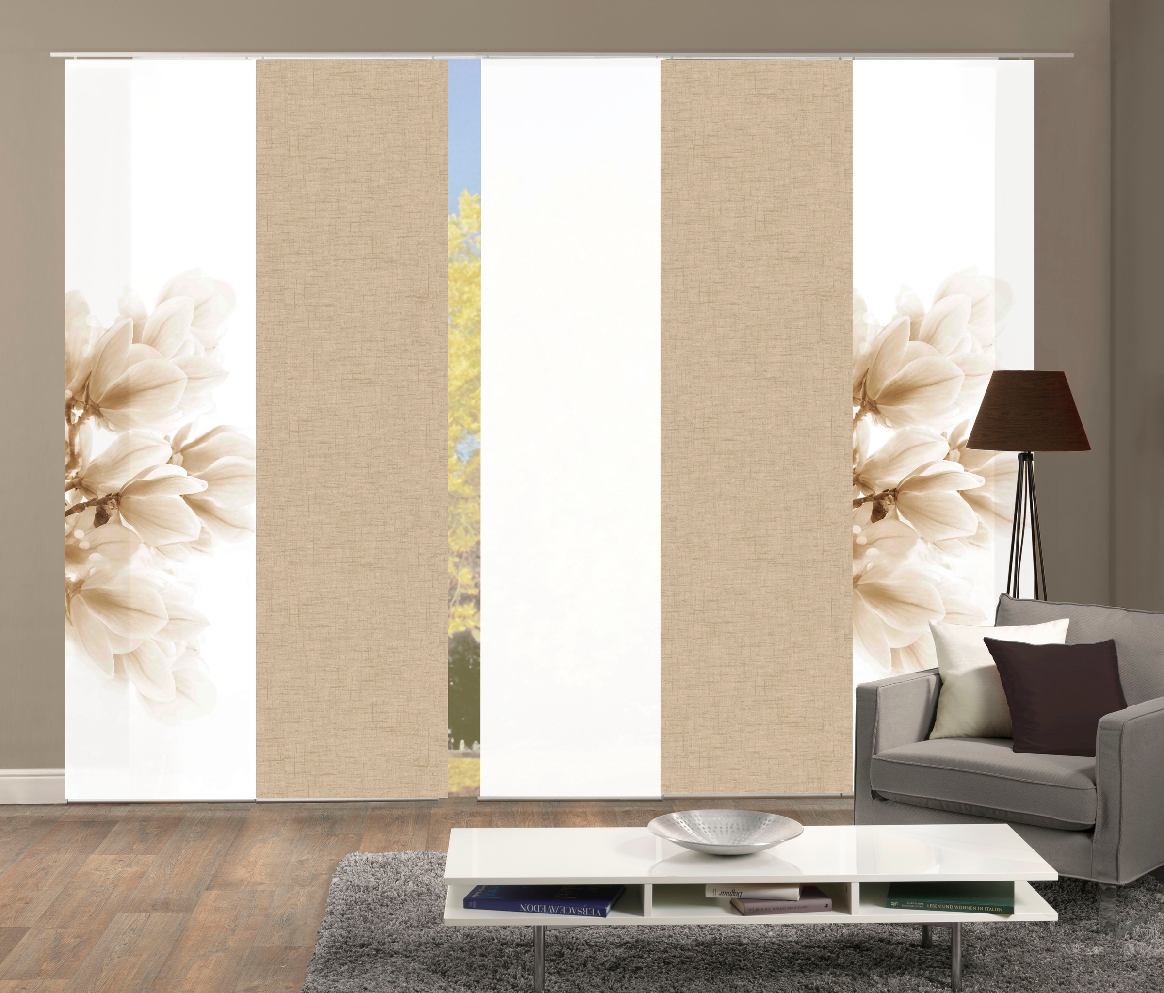 HOME WOHNIDEEN Schiebegardine »KESSI 5er SET« Paneelwagen 5 Stk. tlg. Schie günstig online kaufen