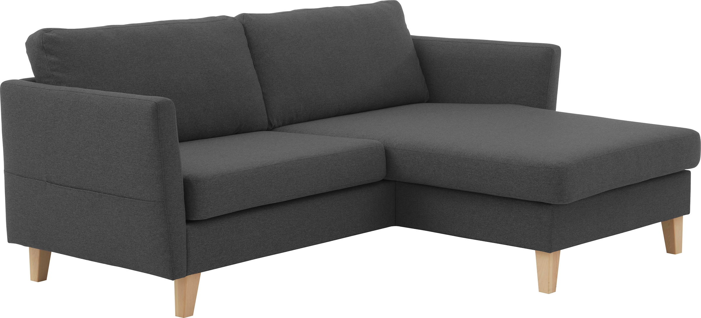 ATLANTIC home collection Ecksofa »Mailo L-Form«, mit Seitentaschen, Recamiere beidseitig montierbar, Massivholzfüße