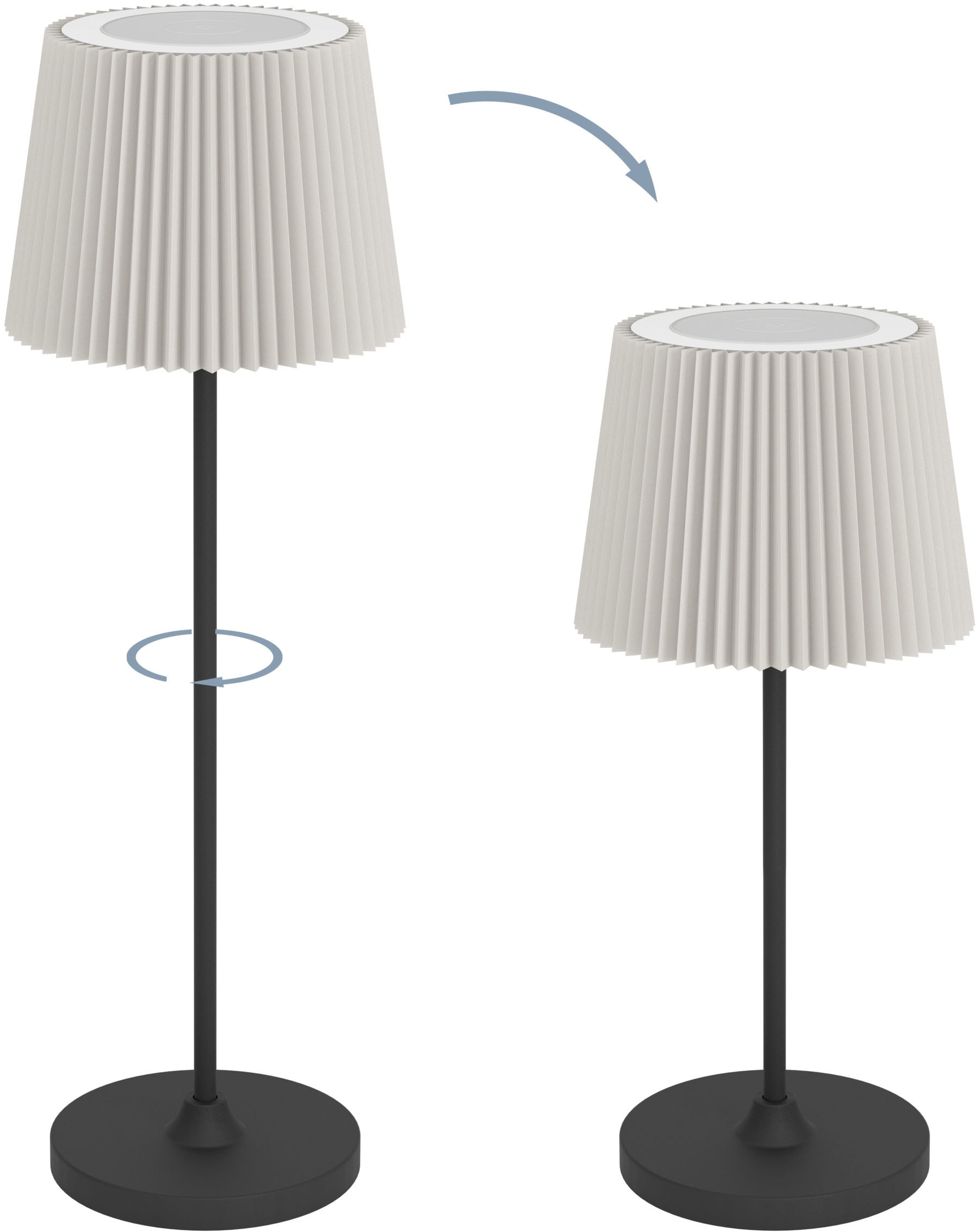 EGLO Tischleuchte »LEONERO Tischlampe - Stahl - LED - 3,8W - IP20« LED-Modul 1 Stk. Neutralweiß | Warmweiß Akku Tischleuchte, Nachttischlampe, kabellos, H37 x Ø11,5 cm