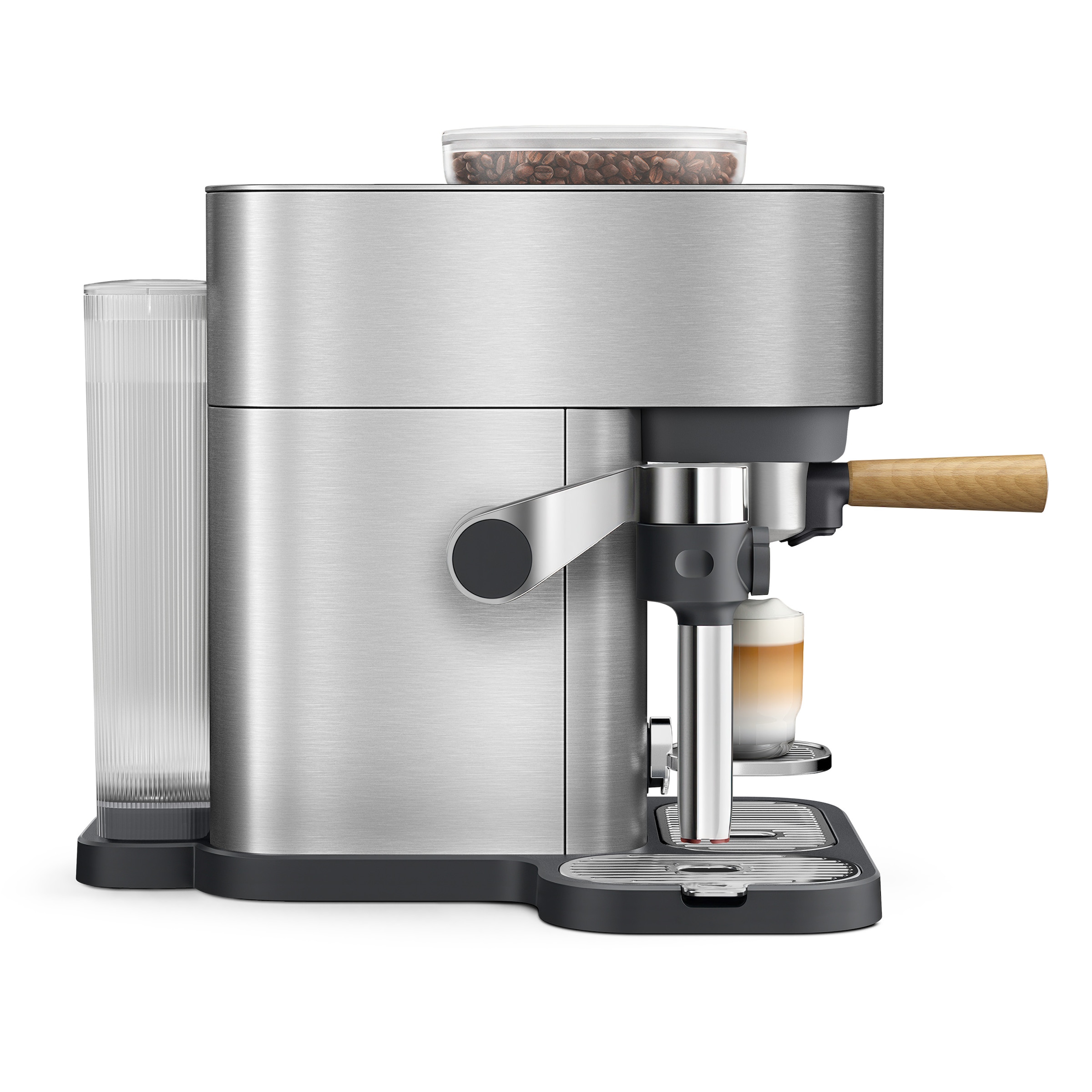 PHILIPS baristina Espressomaschine »Latte Plus BAR700/00 mit Mahlwerk für ganze Bohnen« automatische Milchdüse, 16 bar Pumpendruck, Edelstahl/Eschenholz