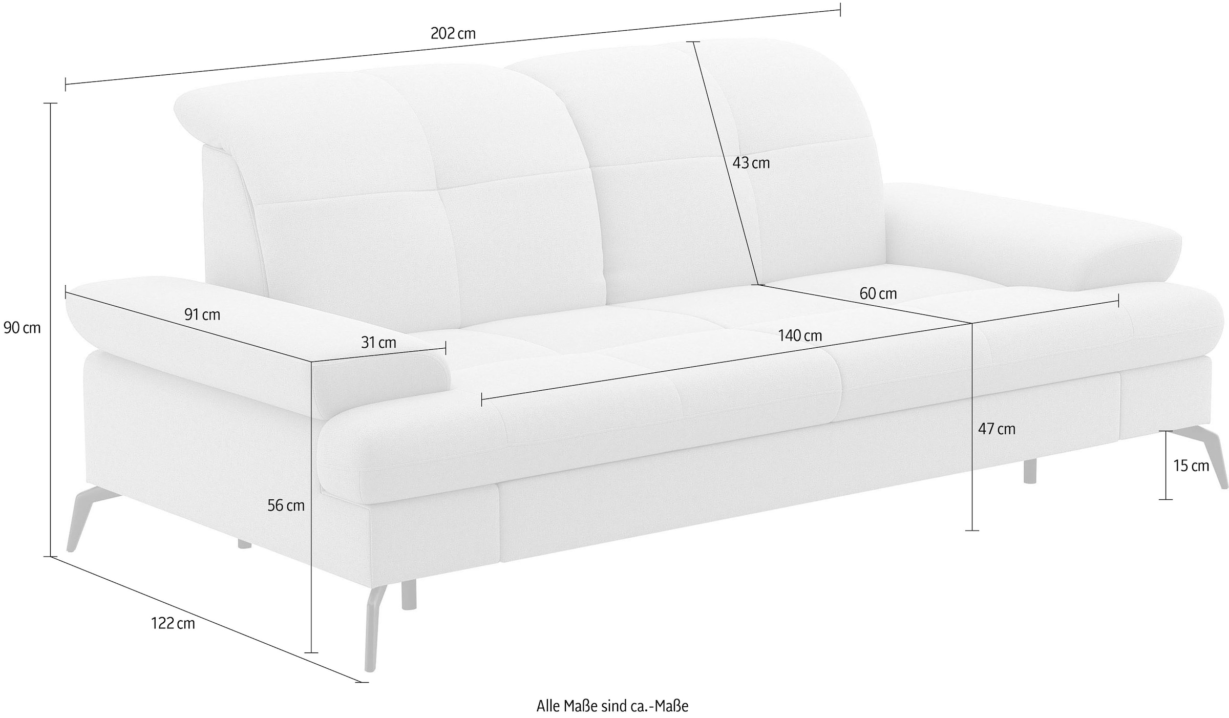 sit&more 2,5-Sitzer »Amica, inkl. Sitztiefenverstellung und Armteilverstellung«, wahlweise mit Kopfteilverstellung und Bettfunktion