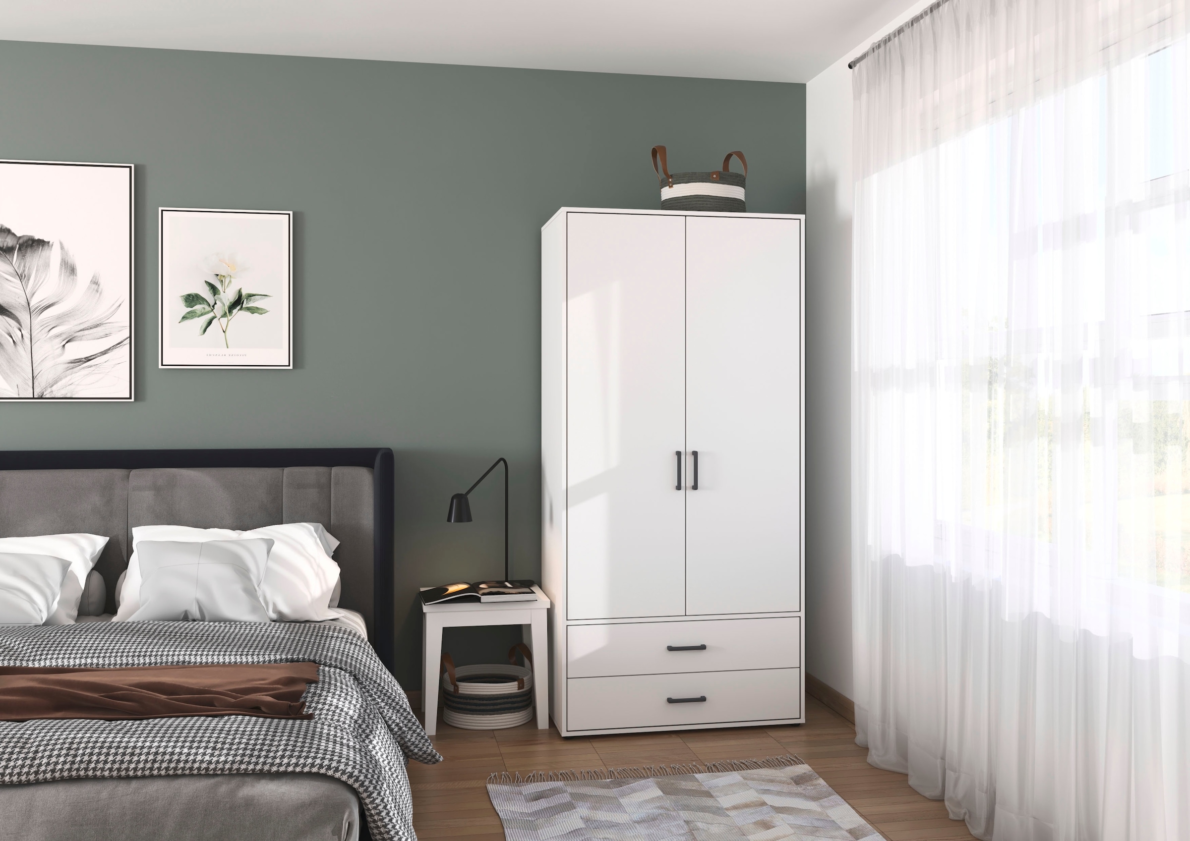 rauch Kleiderschrank »Drehtürenschrank Schrank Garderobe Wäscheschrank VOYAGER« in 3 verschiedenen Ausstattungen BASIC/CLASSIC/PREMIUM,  mit 2 modernen Griffvarianten, mit Außenschubladen MADE IN GERMANY