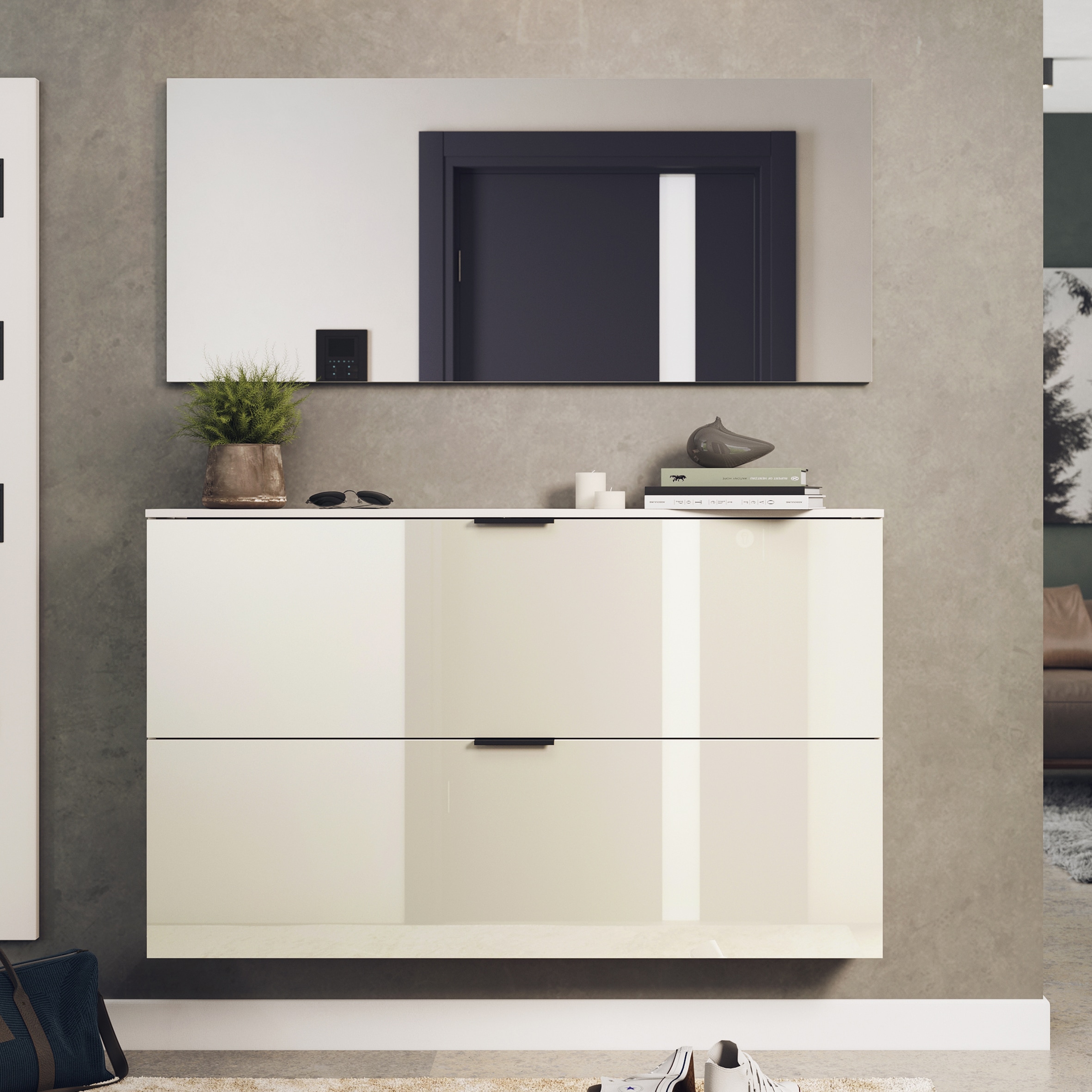 GERMANIA Garderoben-Set »Valega«, (2 St.), inkl. Schuhschrank mit Glasfronten und Spiegel