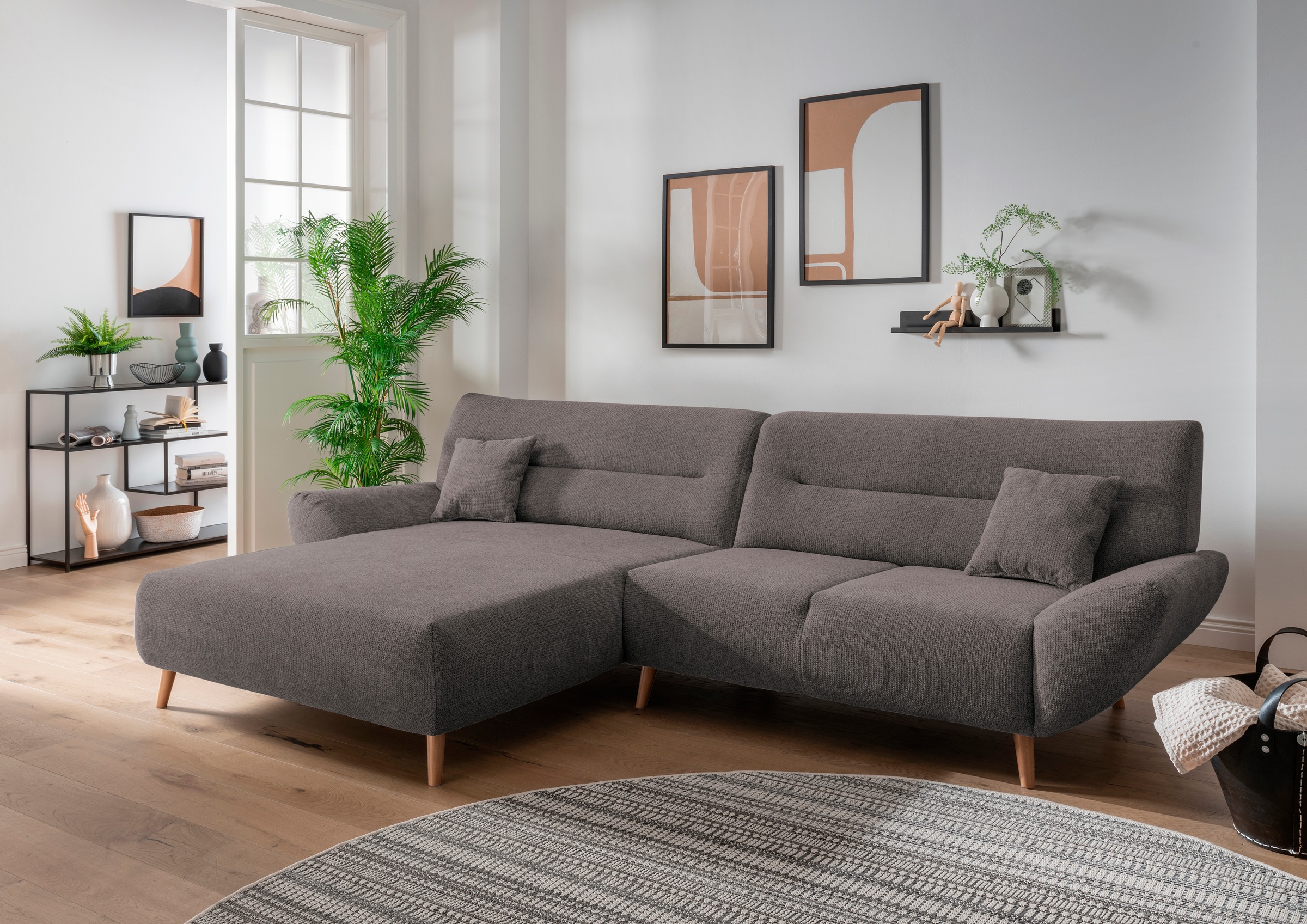 INOSIGN Ecksofa »Drago, elegant und zeitlos, komfortabel, Holzfuß, L-Form«, günstig online kaufen