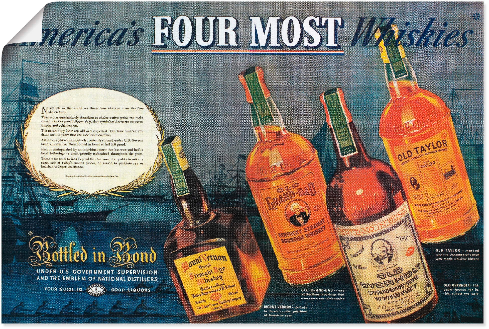 Artland Wandbild »Amerikanischer Whiskey, 1938«, Ausstellungsplakate, (1 St.), als Alubild, Outdoorbild, Poster in verschied. Größen