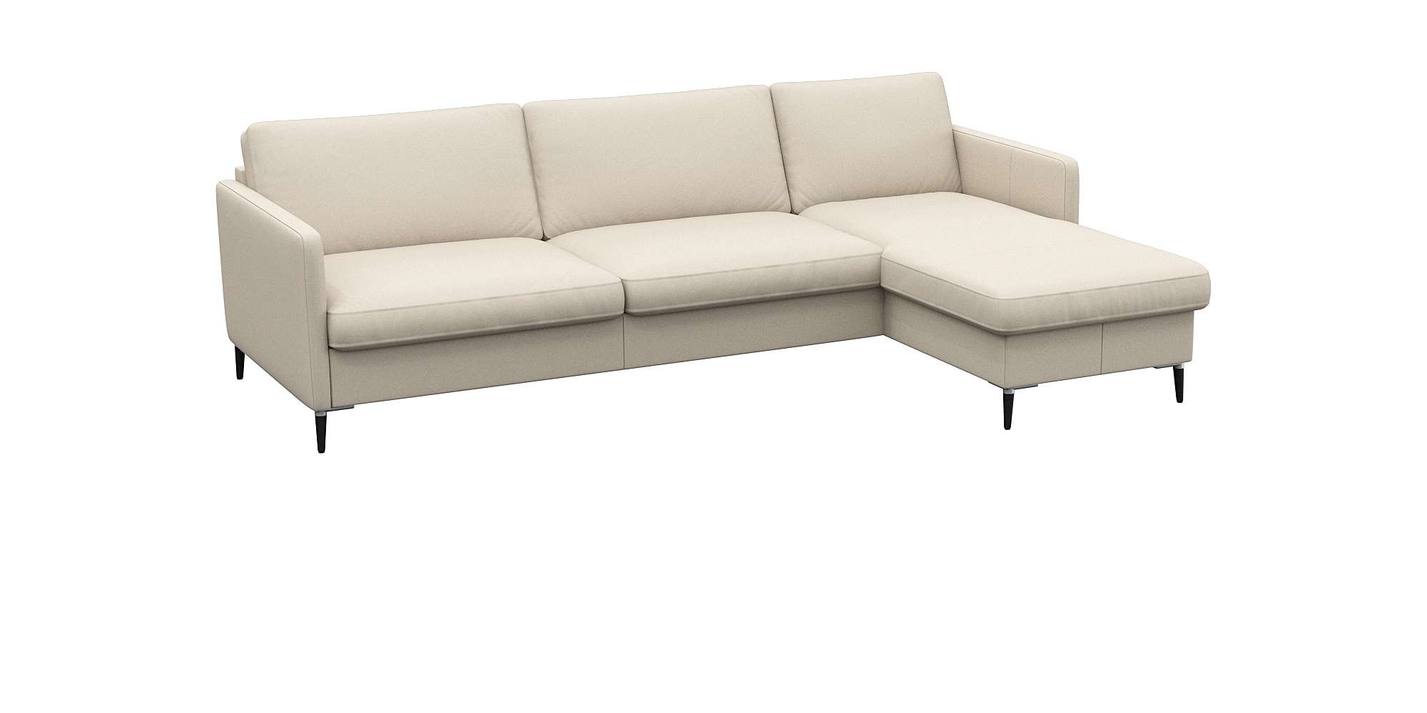FLEXLUX Ecksofa »Fiore, super Sitzkomfort durch Kaltschaum im Sitz, L-Form«, schmale Armlehnen, Füße Alu+schwarz