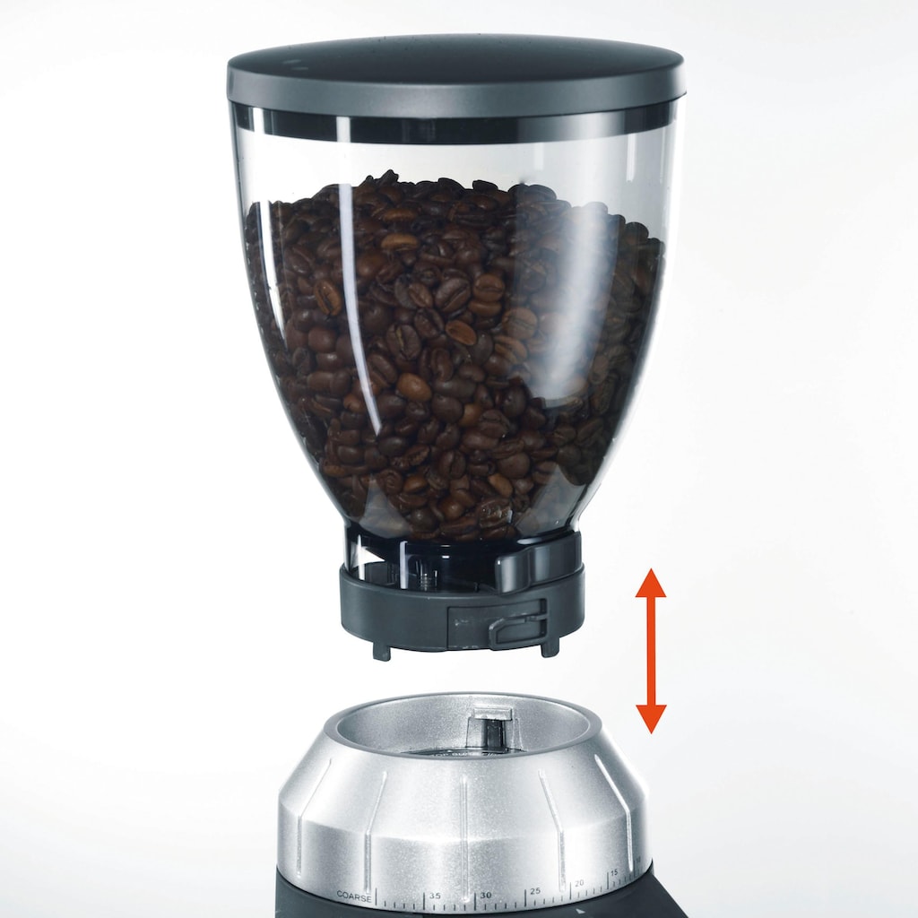 Graef Kaffeemühle »Kaffeemühle CM 900«, 128 W, Kegelmahlwerk, 350 g Bohnenbehälter, mit automatischer Dosierung, Aluminium Schaufelrad