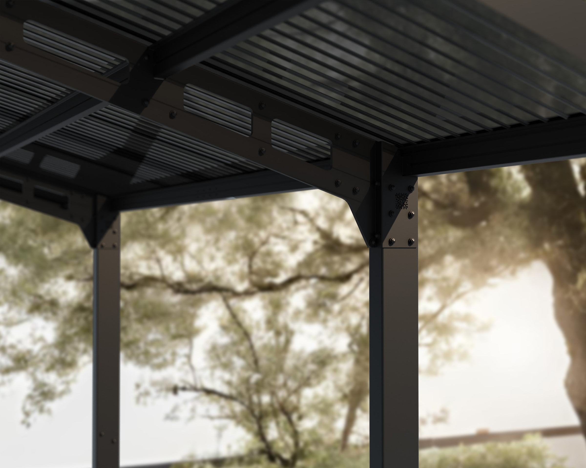 Palram - Canopia Einzelcarport »Sydney«, Aluminium, 280 cm, Schwarz, 100% UV-geschützt