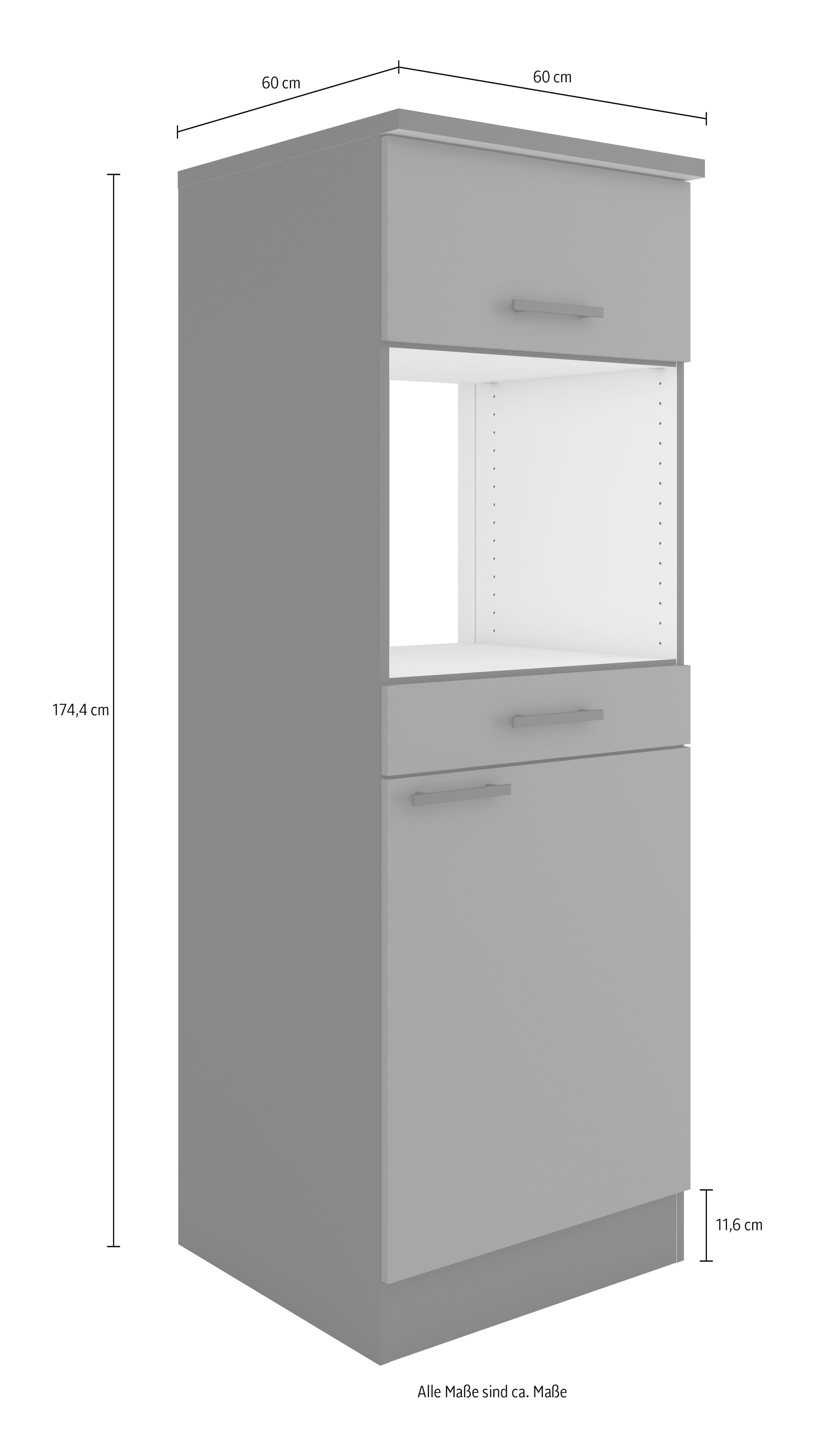 OPTIFIT Mikrowellenumbauschrank »Palma« Breite 60 cm, Nischenmaß für Mikrowelle B/T/H 56,7/55,5/44,8 cm