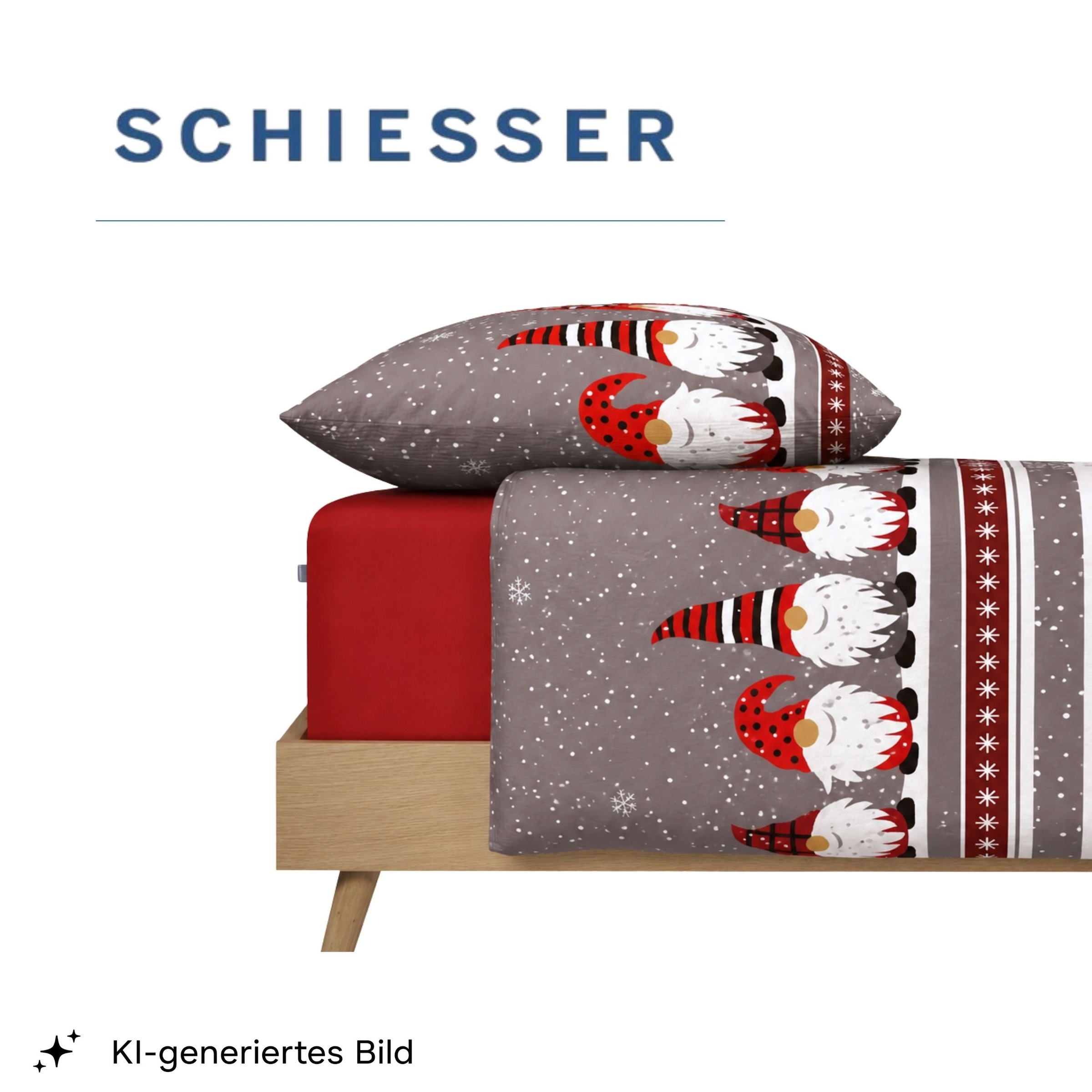 Schiesser Bettwäsche »Wichtel aus weicher Baumwolle mit coolem Winter-Print« 2 Stk. OEKO-TEX® MADE IN GREEN-zertifiziert