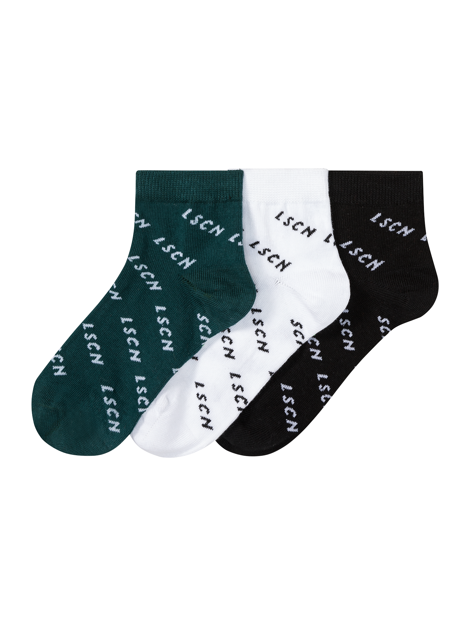 LSCN by LASCANA Kurzsocken, (Packung, 3 Paar), all over Logo Schriftzug