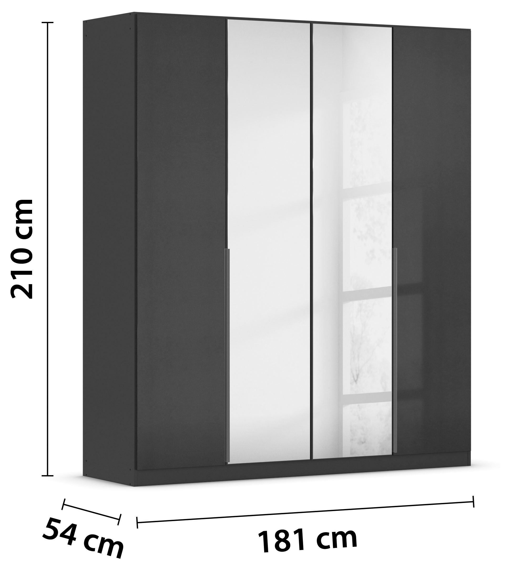 rauch Drehtürenschrank »Kleiderschrank Schrank Garderobe AGORDO mit Dekor- oder Hochglanzfront«, (in zwei Griff-Farben), durchdachte Innenausstattung, in 6 Breiten und 2 Höhen MADE IN GERMANY