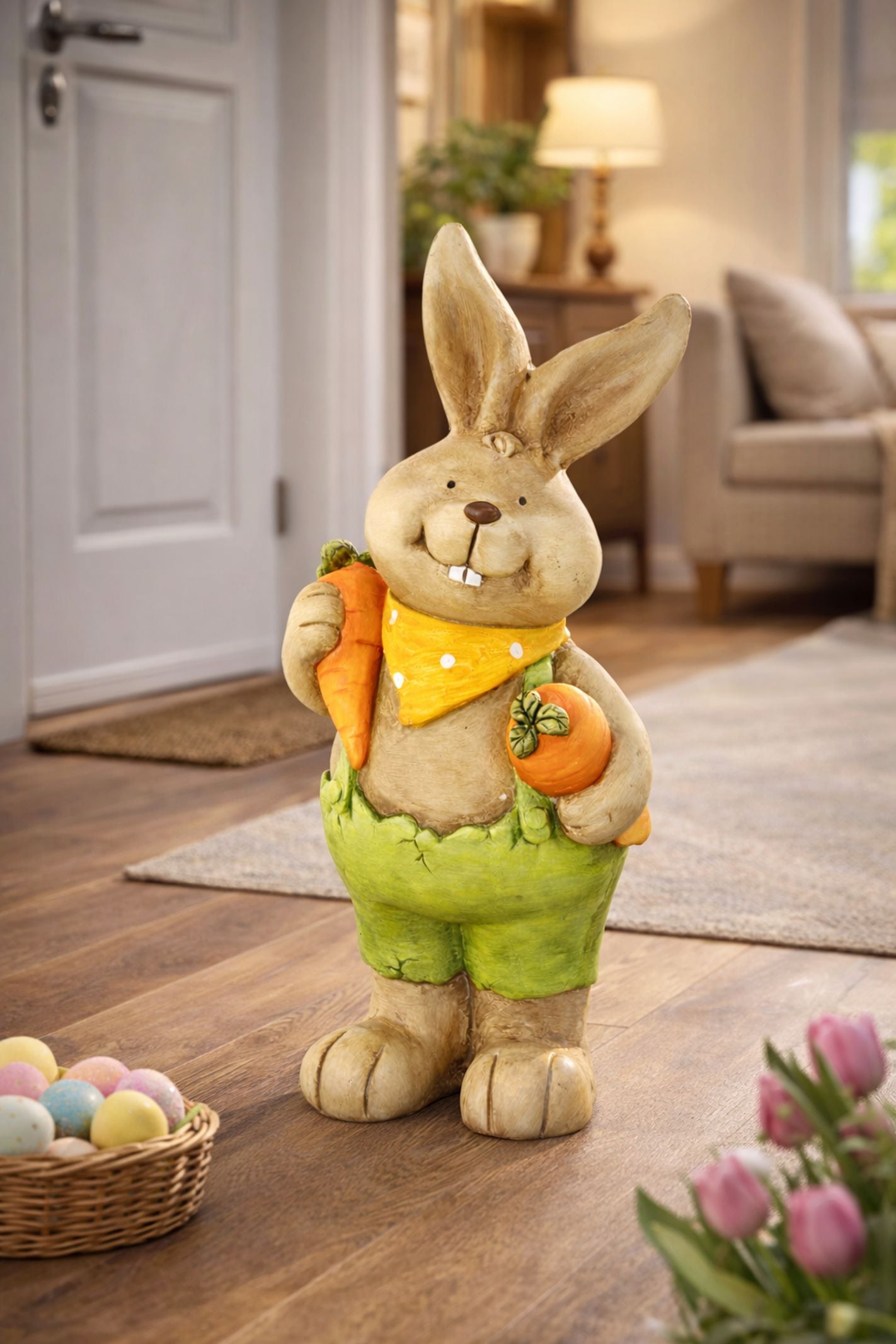 I.GE.A. Dekofigur »Deko Osterhase mit Karotten« Figur 46 cm Deko Hase Osterdeko Hasenfigur Frühling Ostern Ostereier