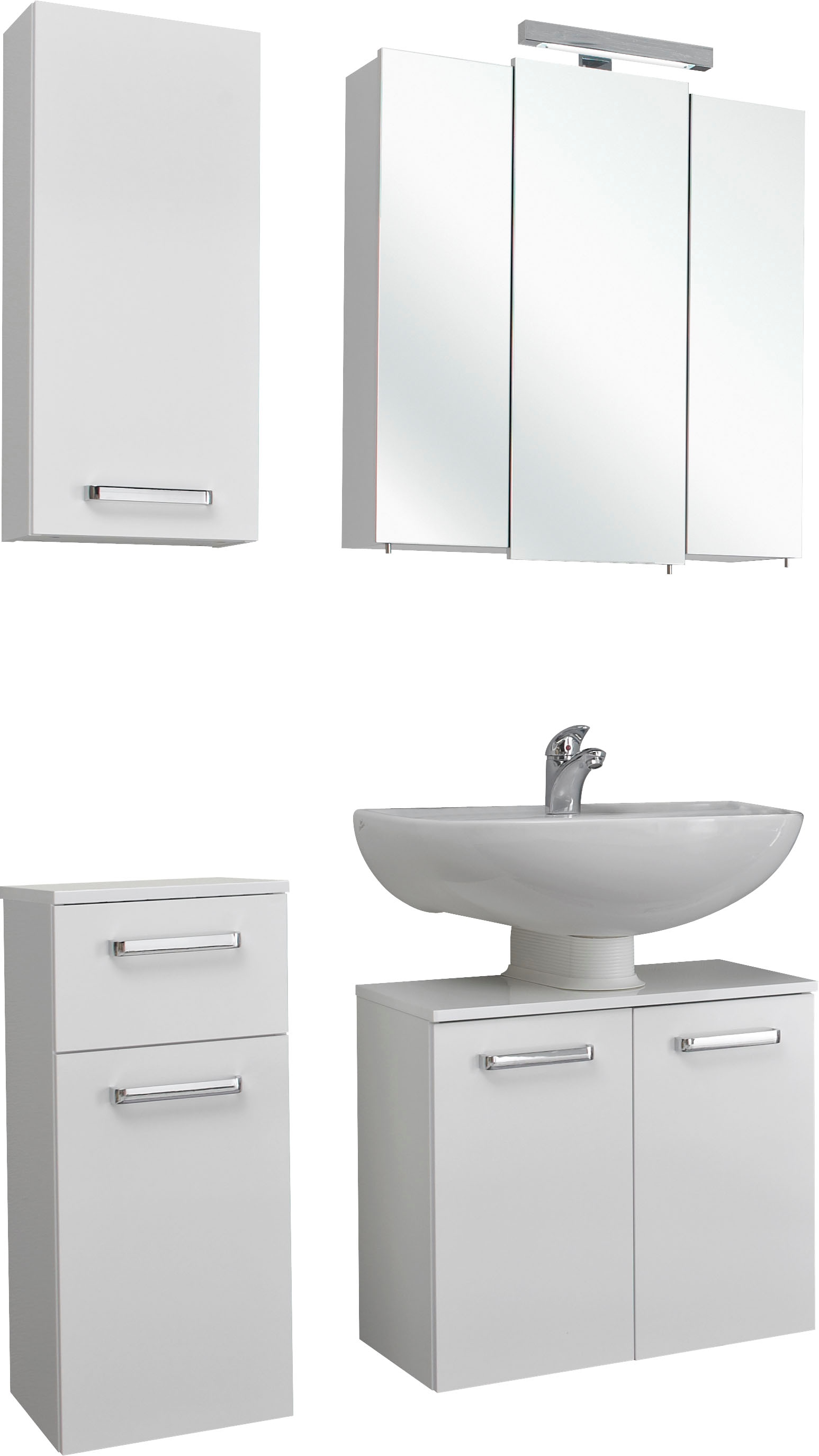 Saphir Badmöbel-Set »Quickset 4-teilig, Waschbeckenunterschrank mit LED-Spi günstig online kaufen