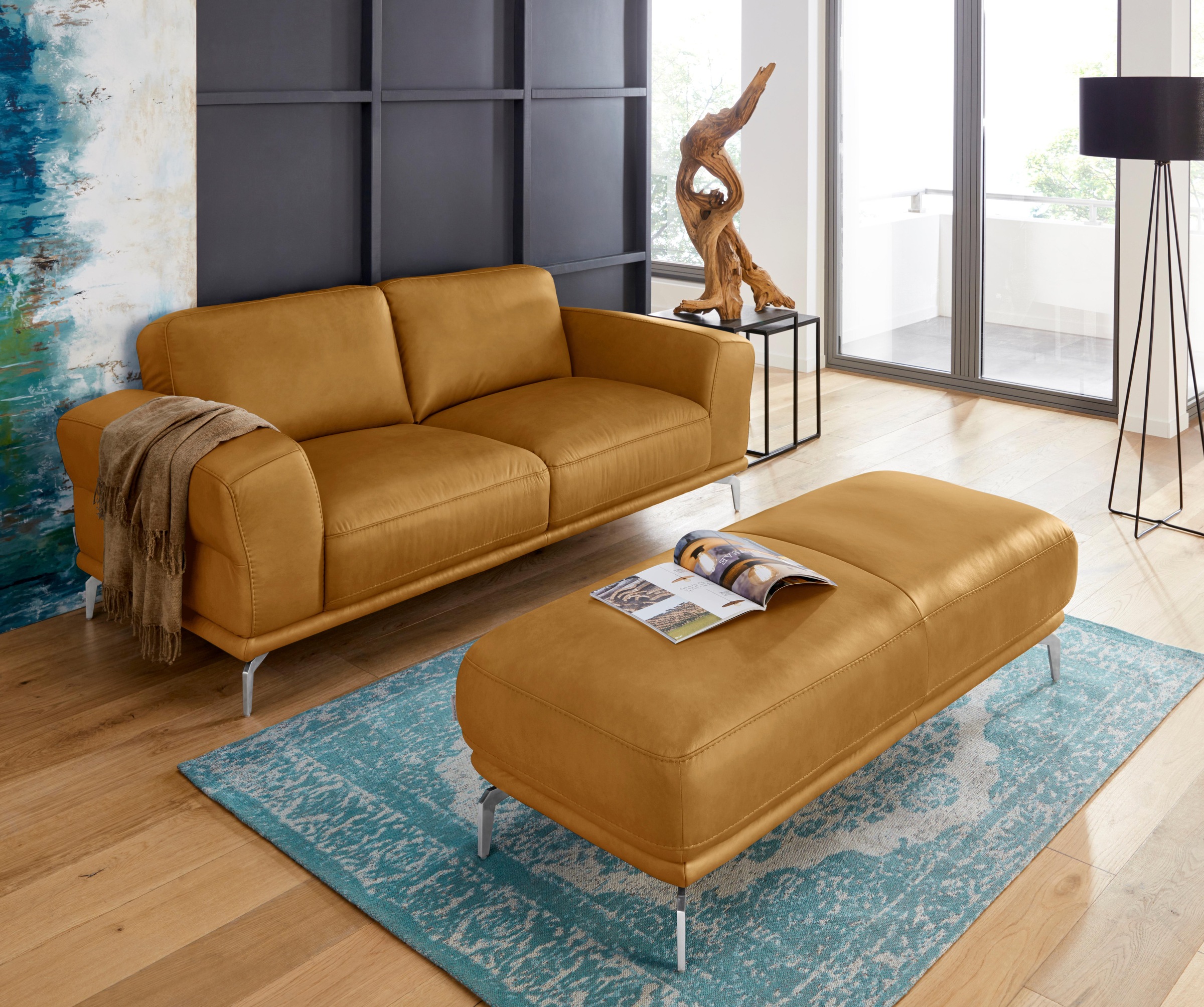 W.SCHILLIG Hocker »montanaa«, mit Metallfüßen in Chrom glänzend, Breite 141 cm