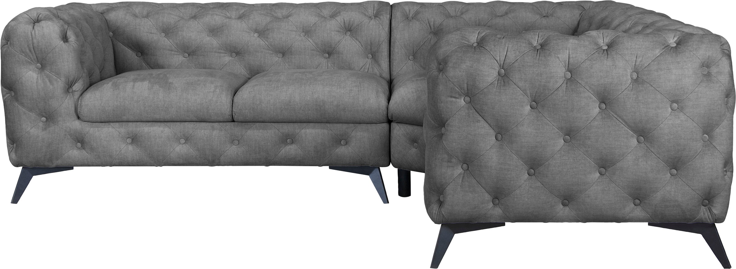 Leonique Chesterfield-Sofa »Ecksofa GLYNIS L-Form mit Wellenunterfederung, günstig online kaufen