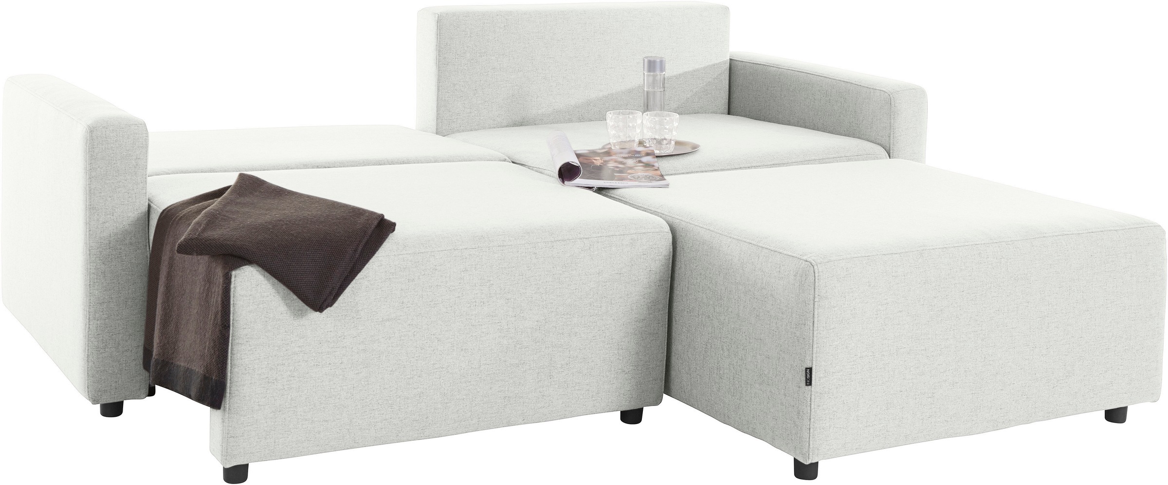 INOSIGN Ecksofa »Marva 3tlg. L-Form«, beide Armlehnelemente ausziehbar für Bettfunktion, mit Bettkasten
