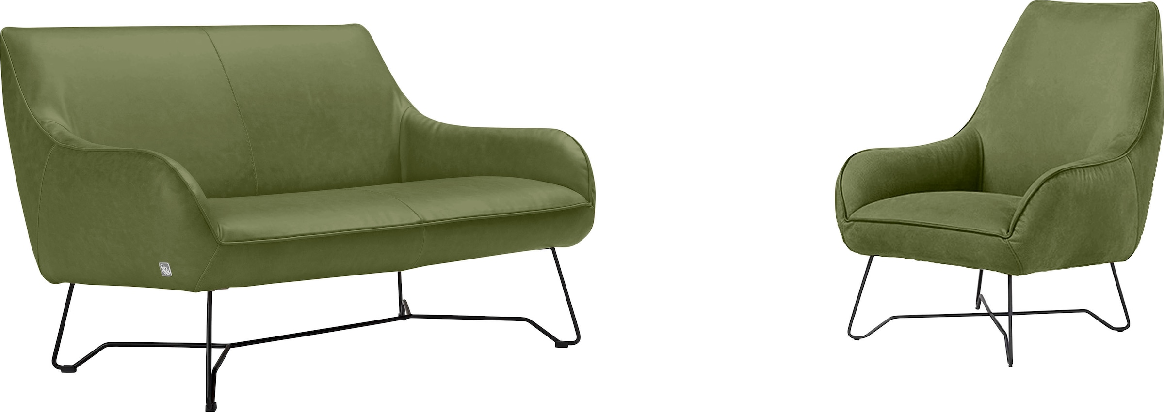 Egoitaliano Polstergarnitur »Namy, Designobjekt mit hohem Sitzkomfort und toller Detailverarbeitung«, Set aus 2-Sitzer und Sessel, edles Metallgestell