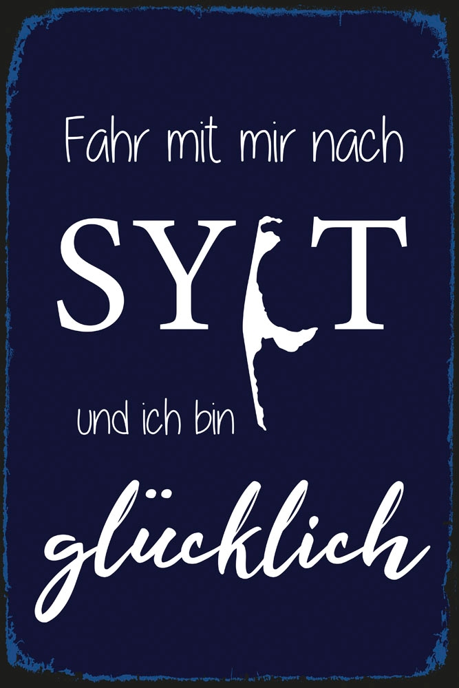 queence Metallbild »Sylter Glück«, Schriftzüge-Schriftzug-Sprüche-Sprüche & Texte, (1 St.), Stahlschilder