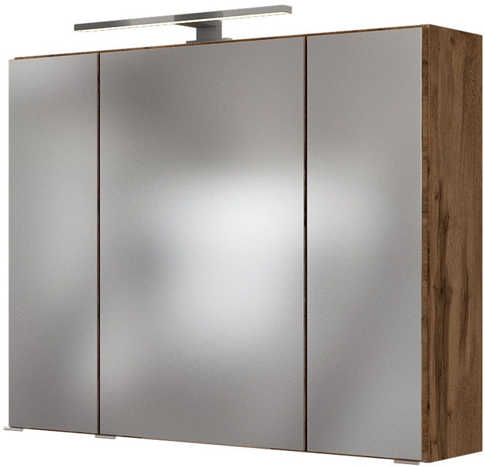 welltime Badmöbel-Set »Welltime Möbel Baabe Waschtisch-Set 3tlg. oder 5tlg.«, (5 St.), gedämpfte Scharniere und Softclose-Funktion, inklusive LED-Beleuchtung