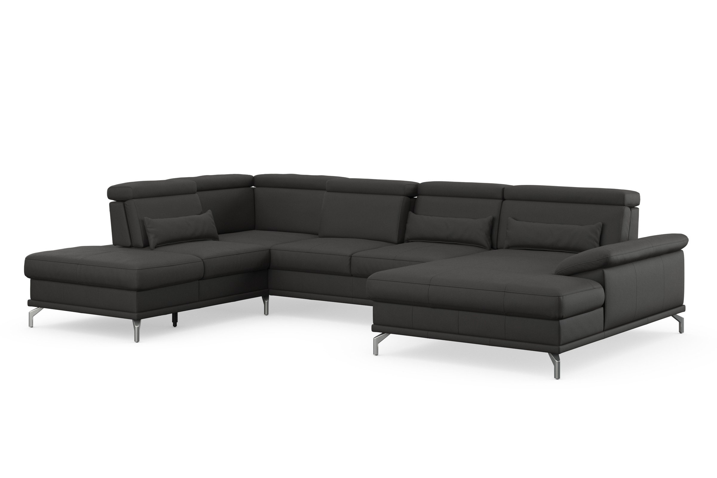 sit&more Wohnlandschaft »Cabrio U-Form, mit Sitztiefenverstellung, Arm- und Kopfteilverstellung«, 3 Nierenkissen, Federkern, optional Bettfunktion und Stauraum