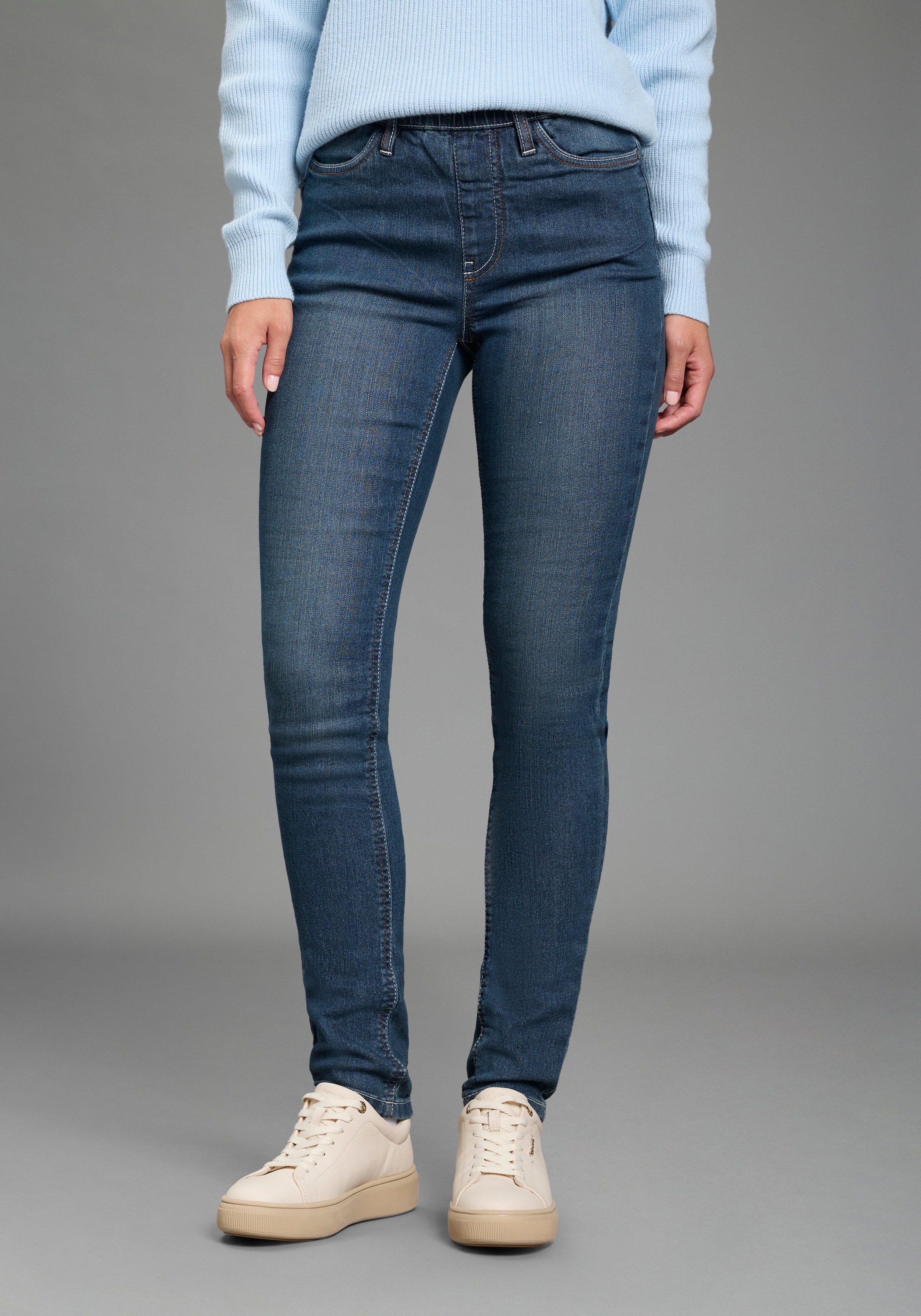 Arizona Jeansjeggings Packung, 2er-Pack,  enge Passform,  Röhrenjeans,  Used-Look-Waschung,  hohe Leibhöhe