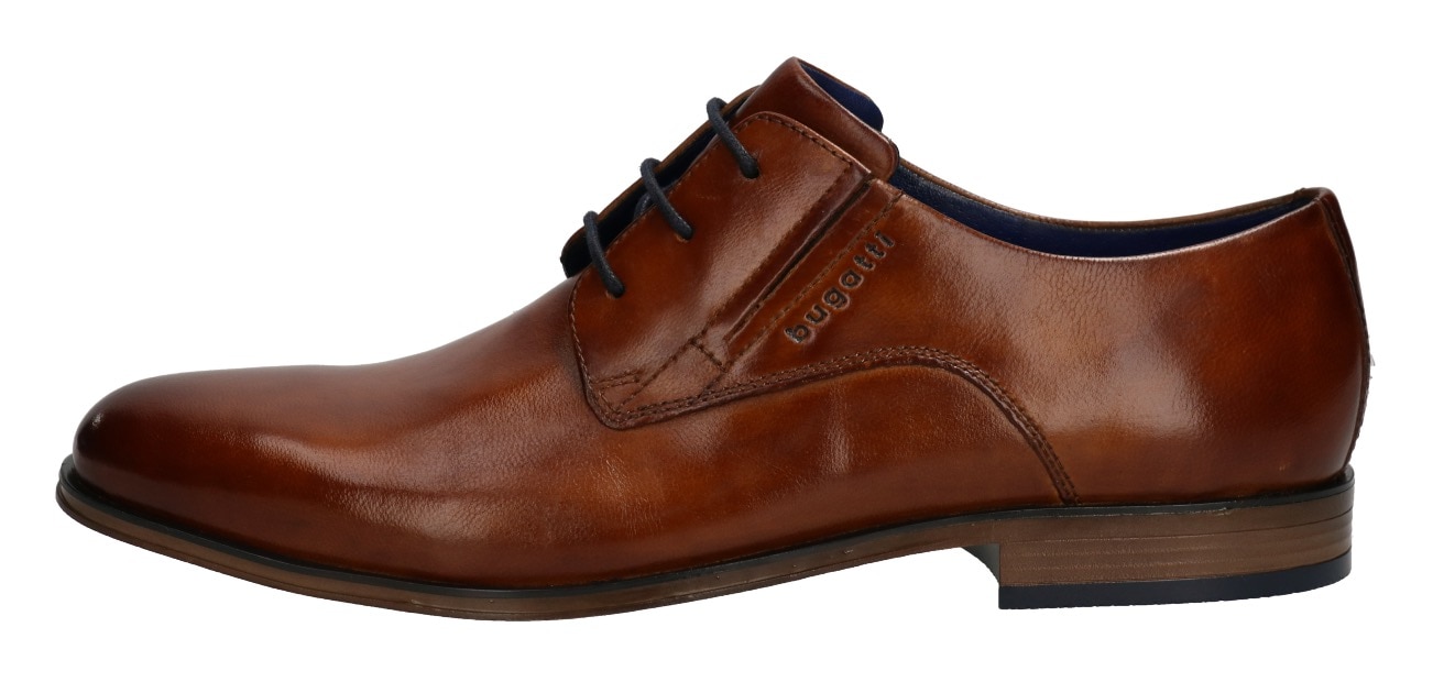 bugatti Schnürschuh  Anzugschuh, Business Schuh mit Logoschriftzug mit feinem Blockabsatz