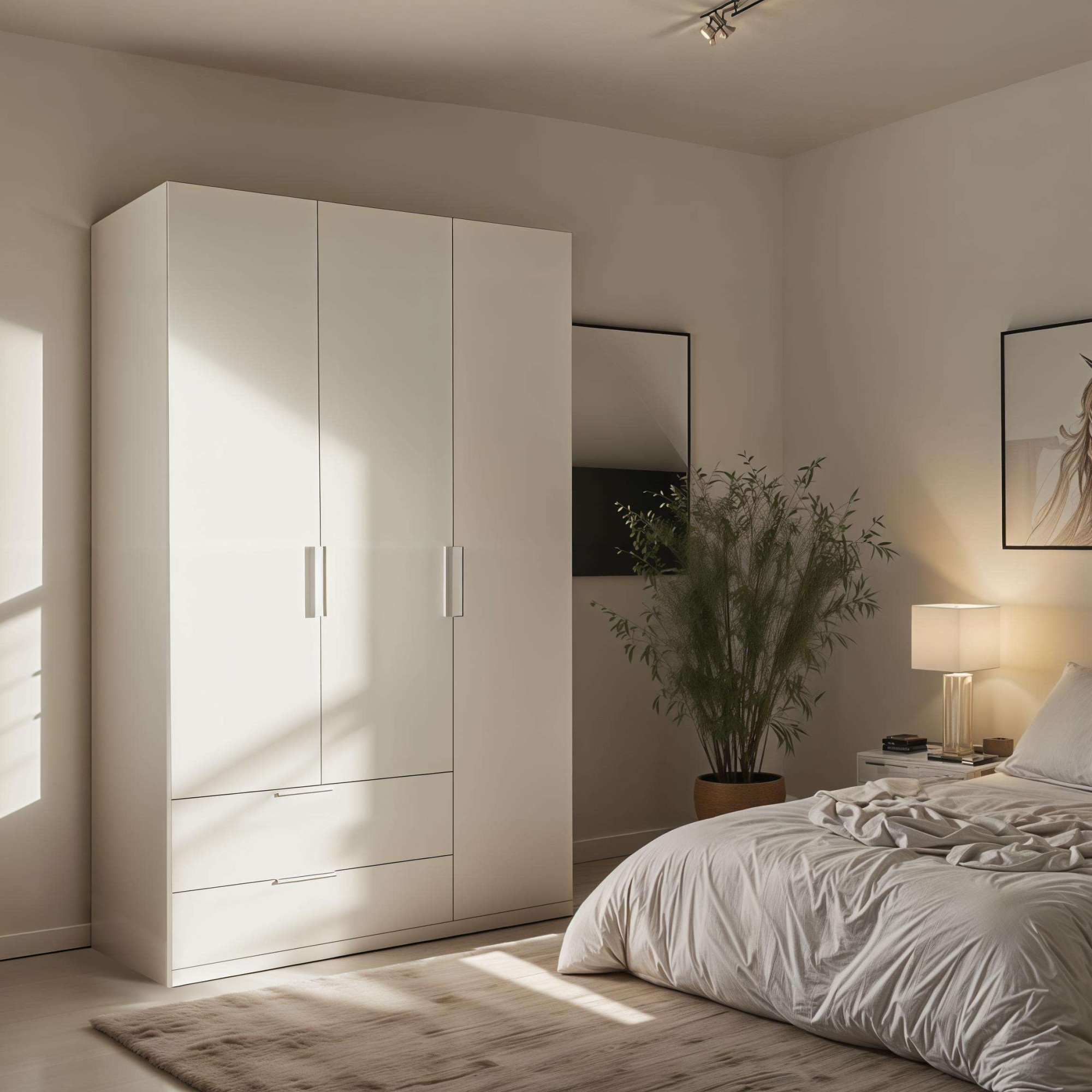 Composad Garderobenschrank »Espresso,Kleiderschrank, Raumsparschrank, Multifunktionsschrank«, (1 St.), mit 3 Türen und 2 breiten Schubladen