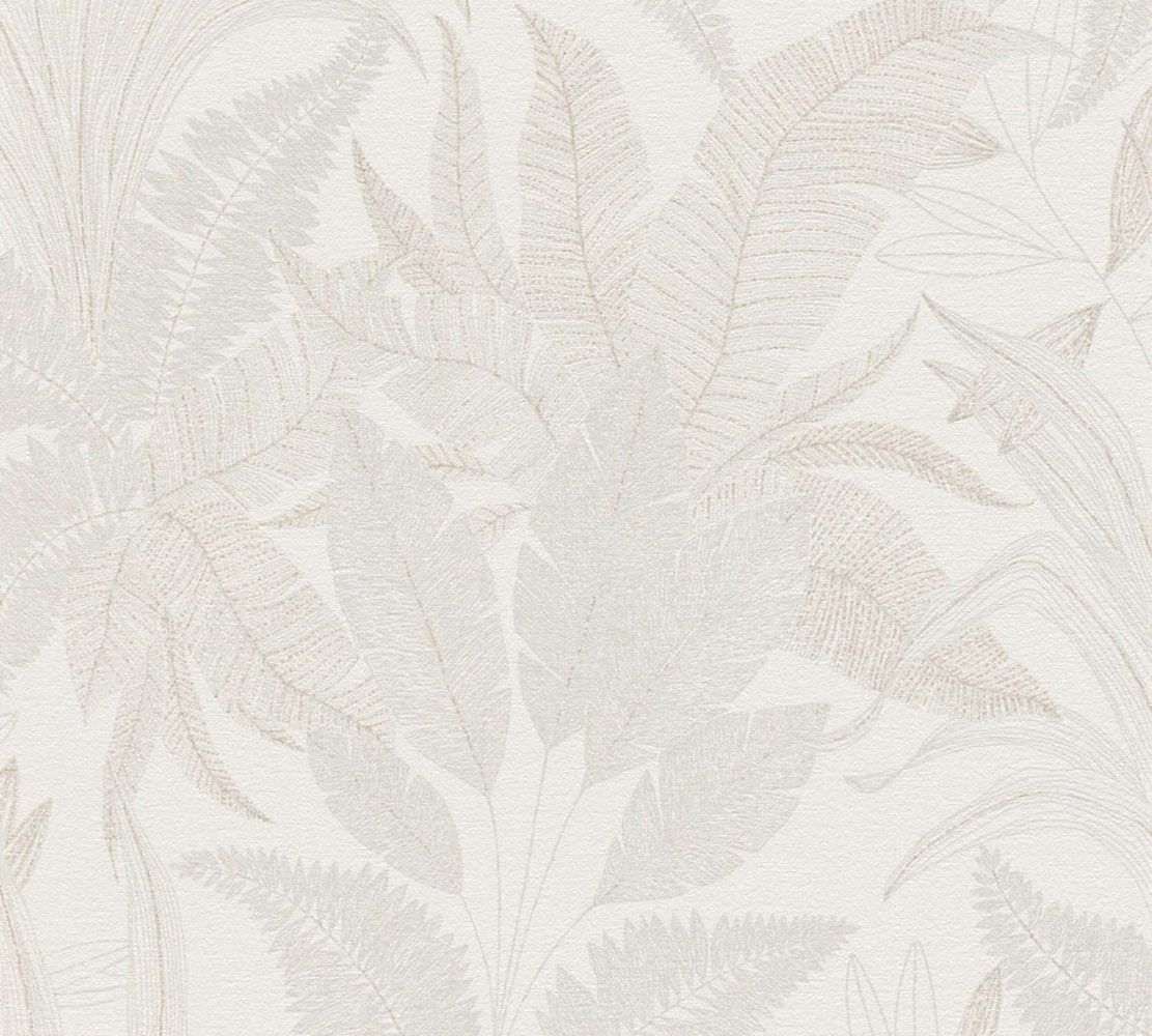 living walls Vliestapete »Stories of Life florale Tapete Blätter Creme Beige«, floral-botanisch-Wald, Metallic Vliestapete für Schlafzimmer Tapeten Wohnzimmer Schlafzimmer