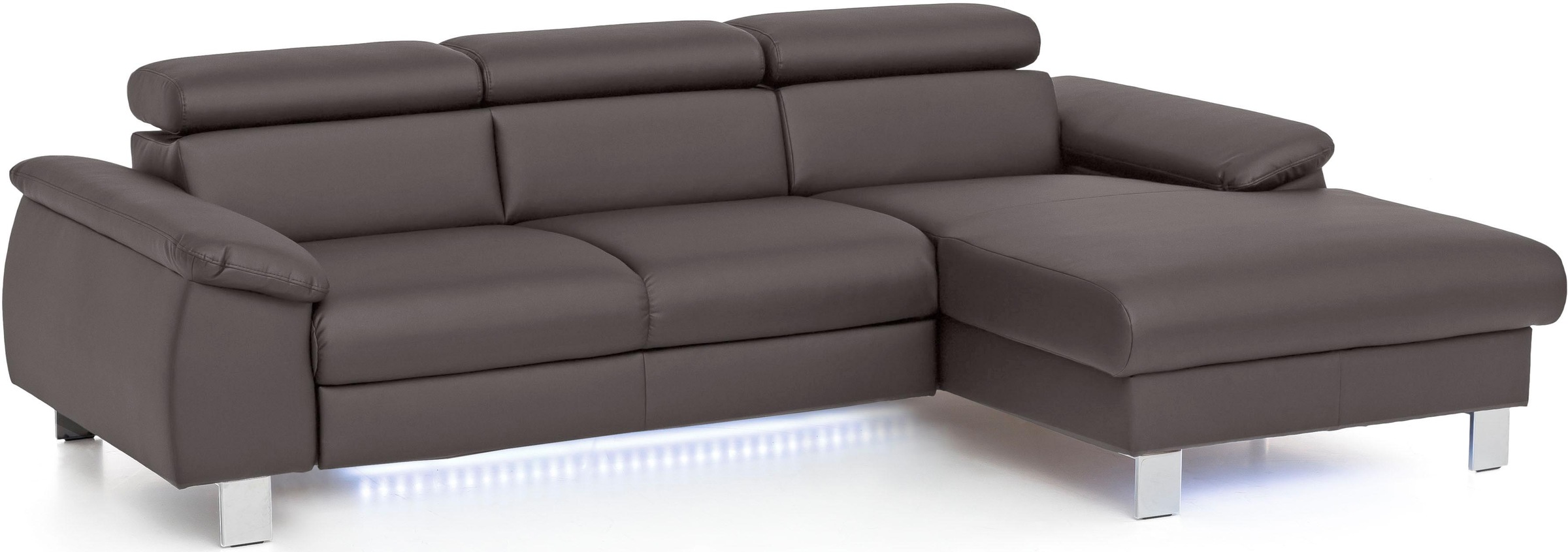 COTTA Ecksofa Komaris, Ecksofa, wahlweise mit RGB-LED-Beleuchtung und Bettfunktion/Bettkasten