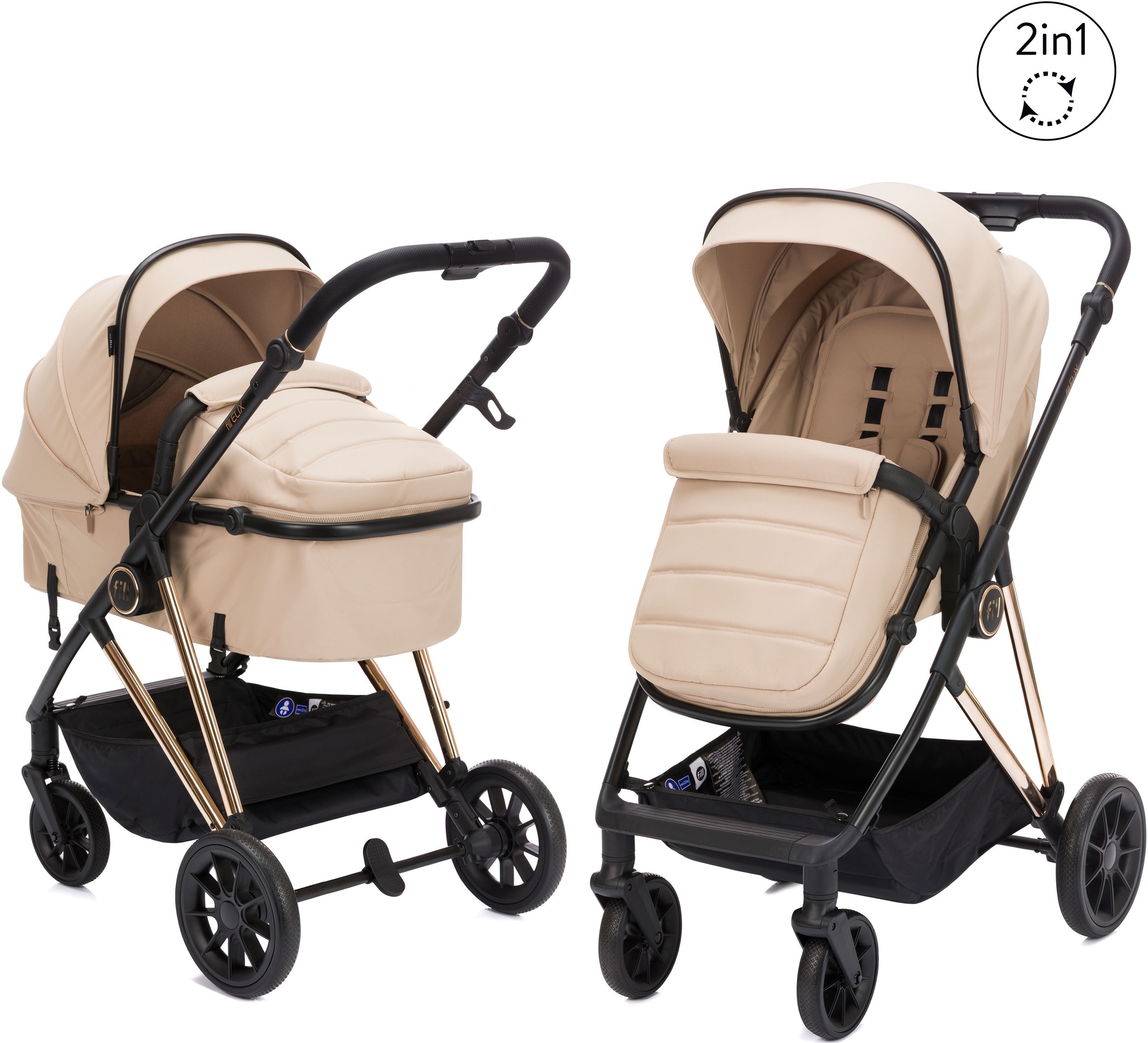 Fillikid Kombi-Kinderwagen »Fill Elix« Babywanne einfach zum Sportsitz umbaubar