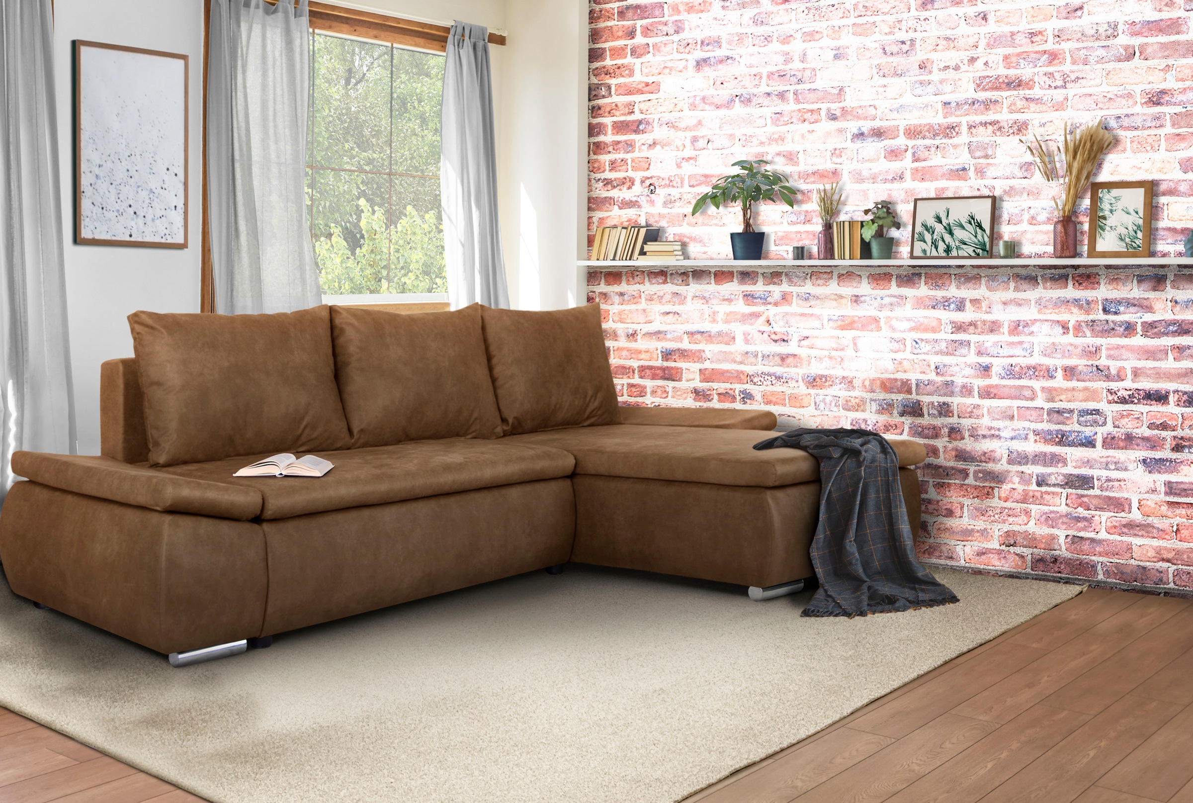 Home affaire Ecksofa »Acra L-Form« mit Bettfunktion und Bettkasten, in Matt günstig online kaufen