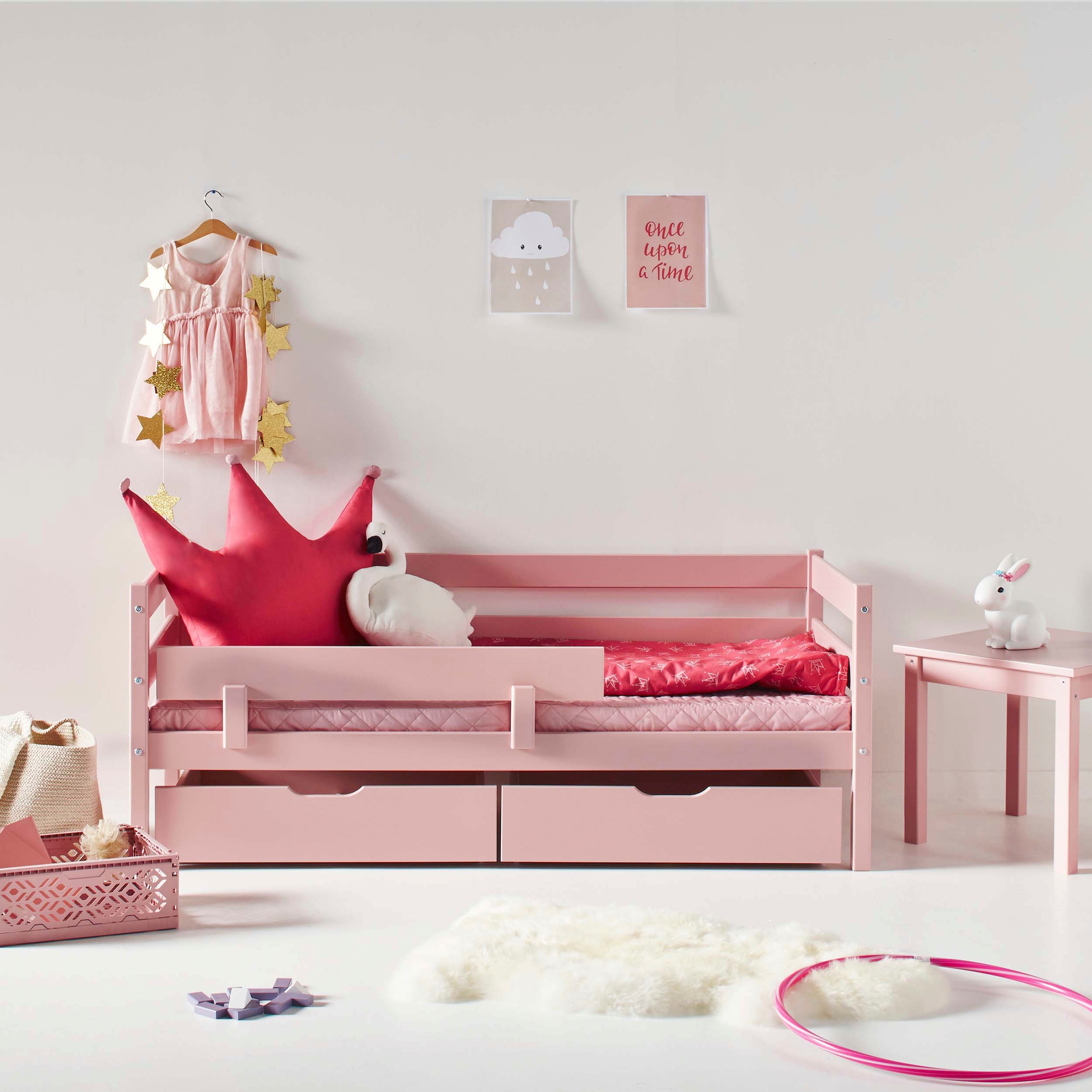 Hoppekids Einzelbett »ECO Comfort Kinderbett, Kiefer Massivholz, Jugendbett inkl. Rollrost«, 70x160 cm, wahlweise in verschieden Farben/ Matratze/ Absturzsicherung