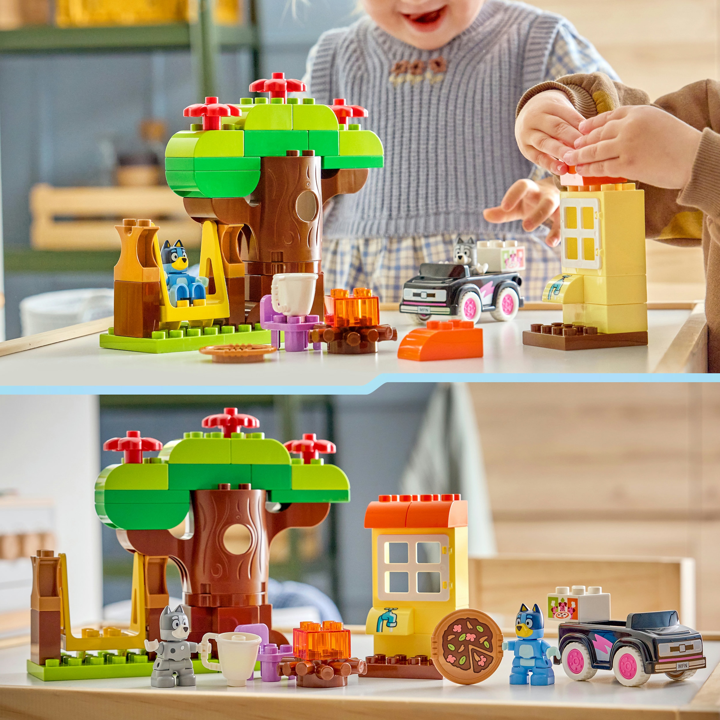LEGO® Konstruktionsspielsteine »Pizza-Schwestern mit Muffin und Bluey (10469), LEGO DUPLO Bluey« Made in Europe