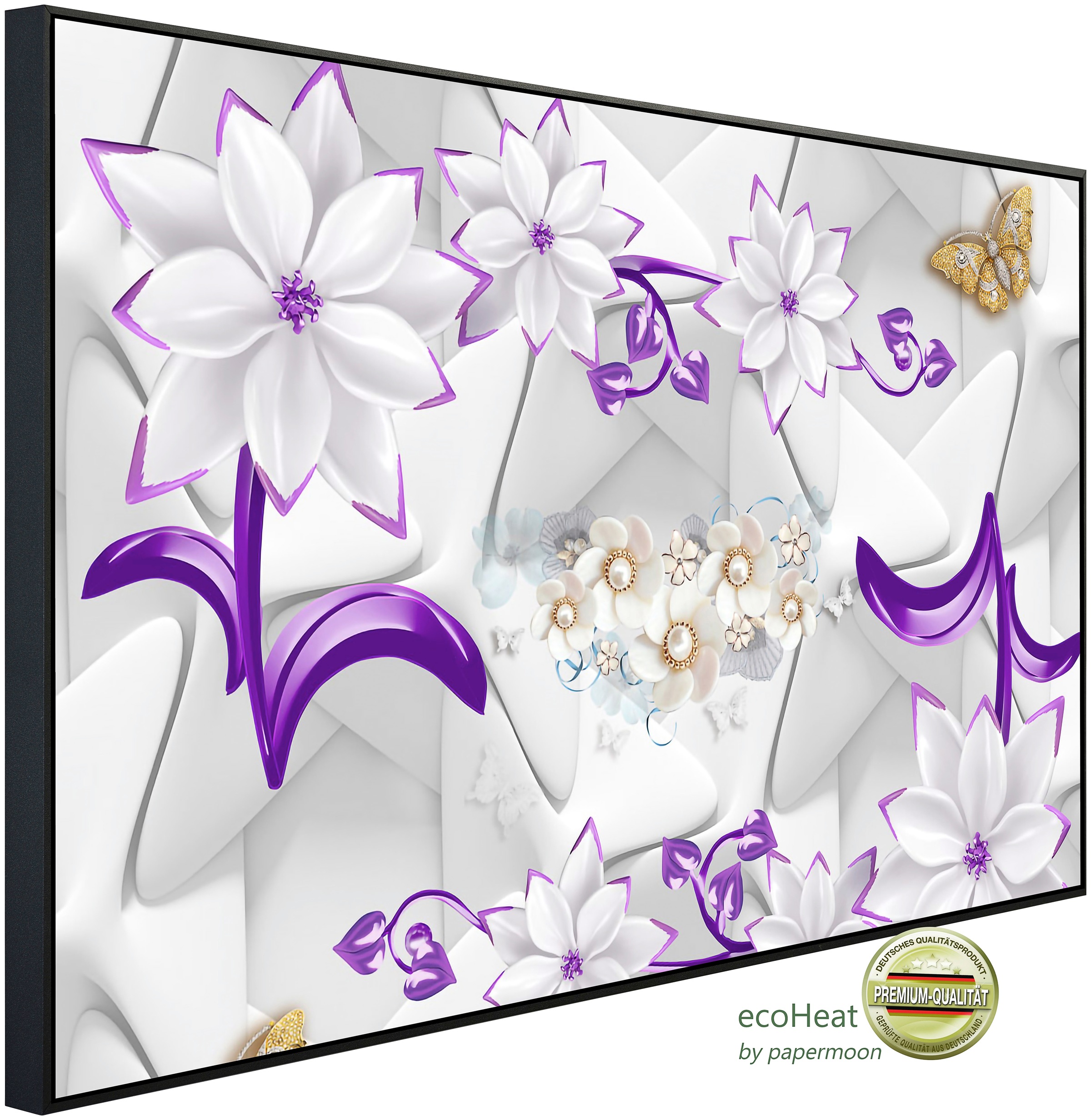 Papermoon Infrarotheizung »Muster Blumen lila gold«, sehr angenehme Strahlu günstig online kaufen