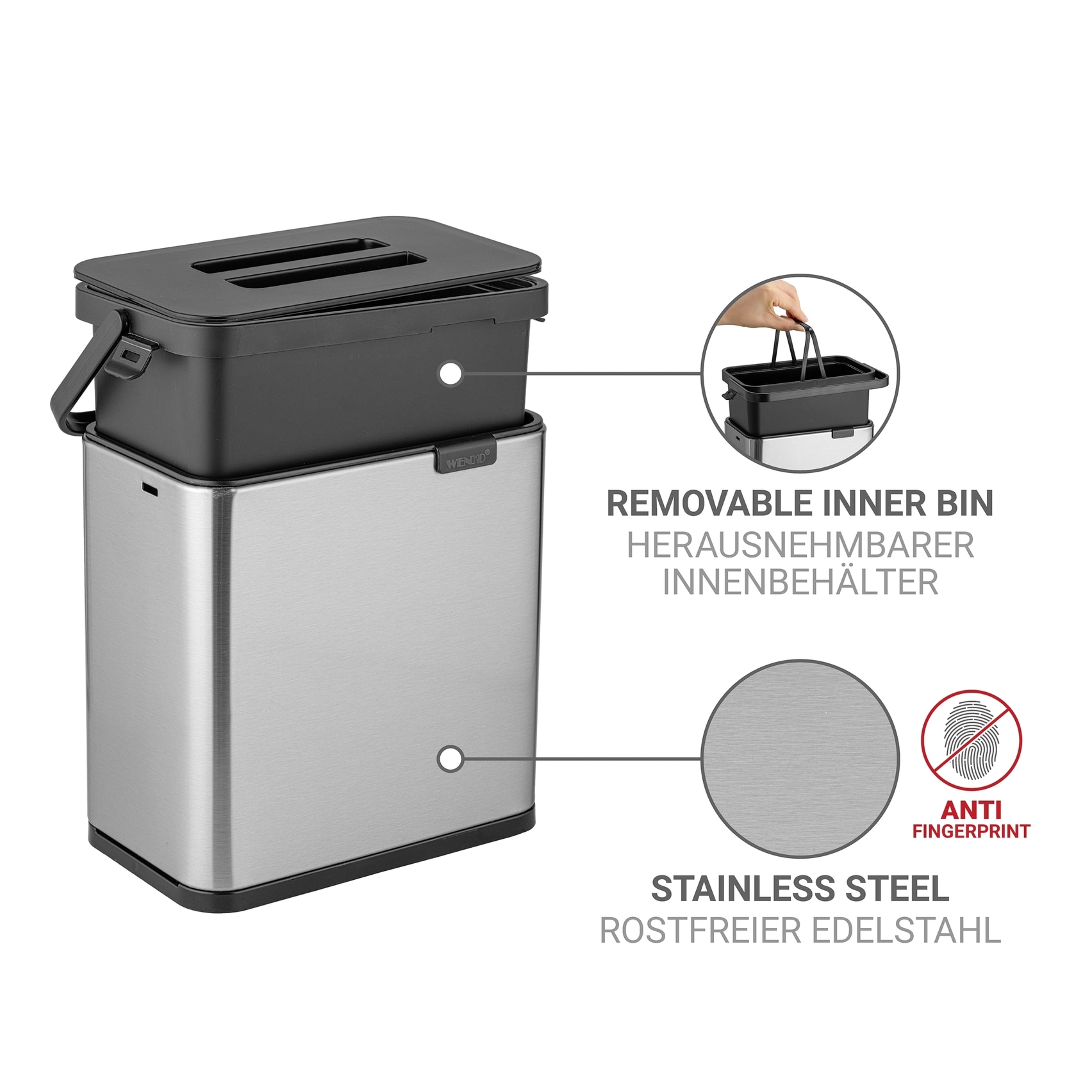 WENKO Mülleimer »Modell Colin« 1 Behälter