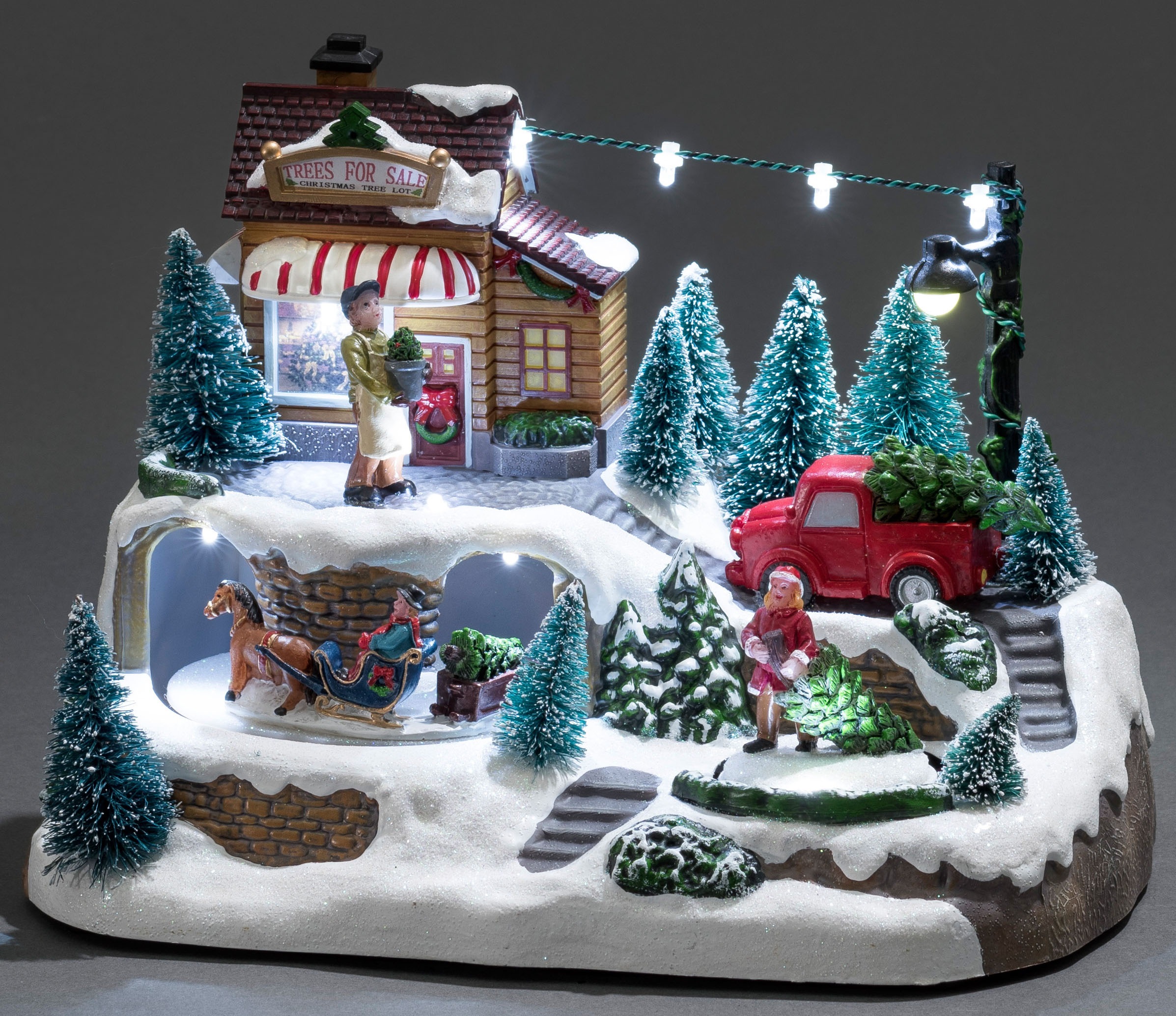 KONSTSMIDE LED Dekolicht »Weihnachtsdeko«, LED Szenerie Weihnachtsbaumverkauf m. Animation, Trafo/Batteriebetrieb