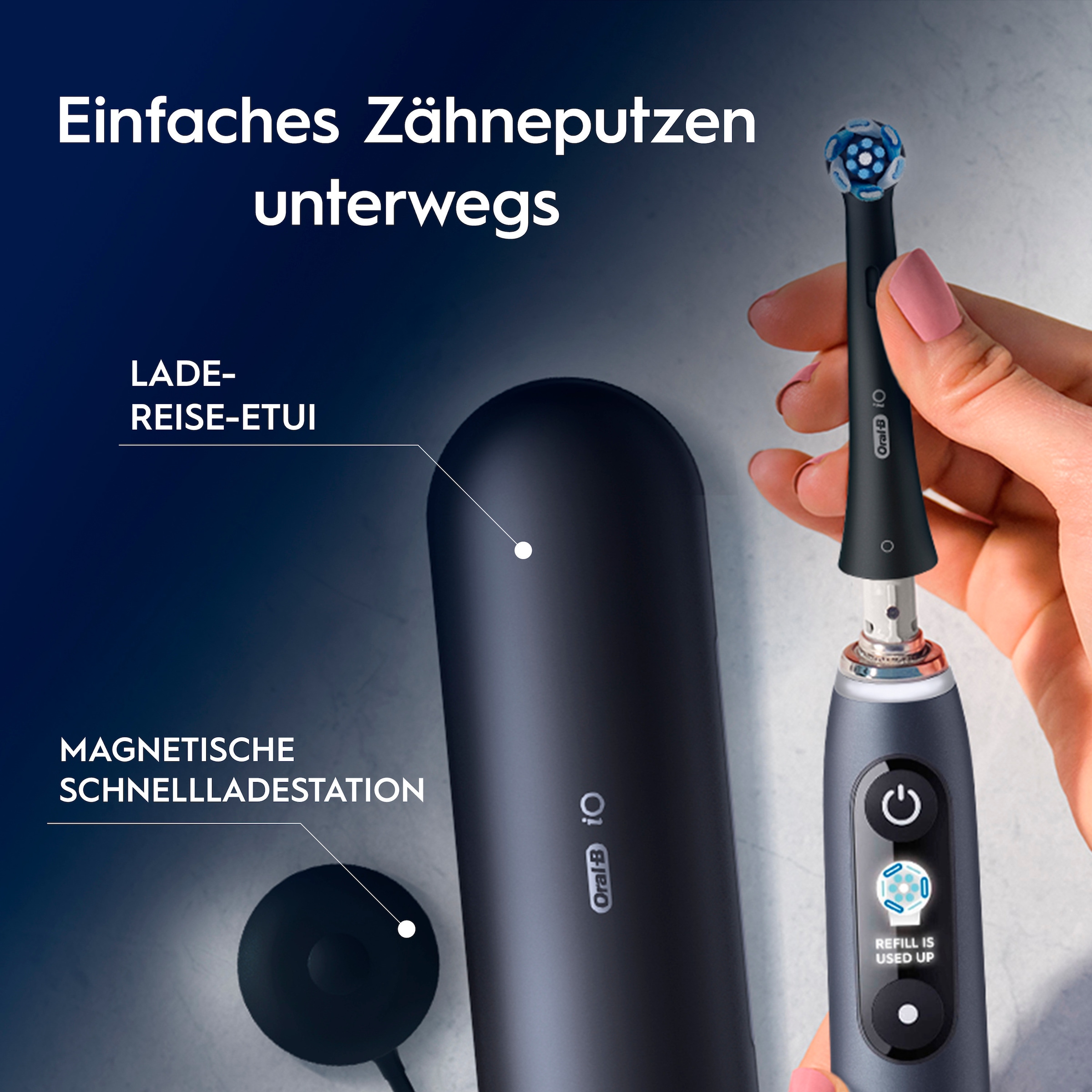 Oral-B Elektrische Zahnbürste »iO Series 9« 3 Stk. Aufsteckbürsten Geschenkedition, 7 Putzmodi, Lade-Reise-Etui