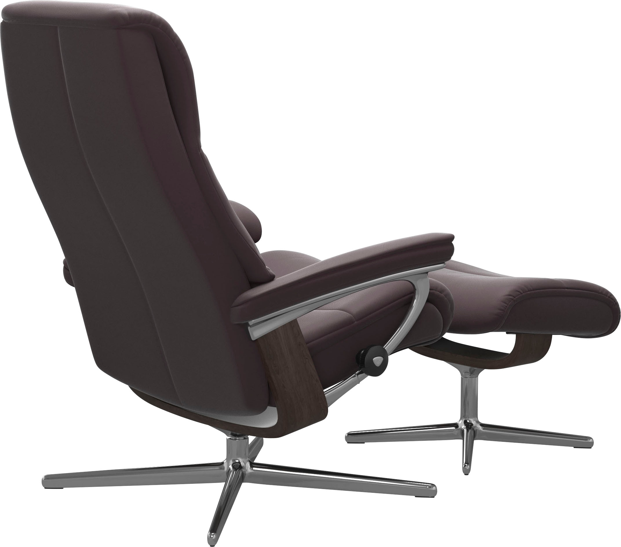 Stressless® Relaxsessel »View«, (Set, Relaxsessel mit Hocker), mit Hocker, mit Cross Base, Größe S, M & L, Holzakzent Wenge