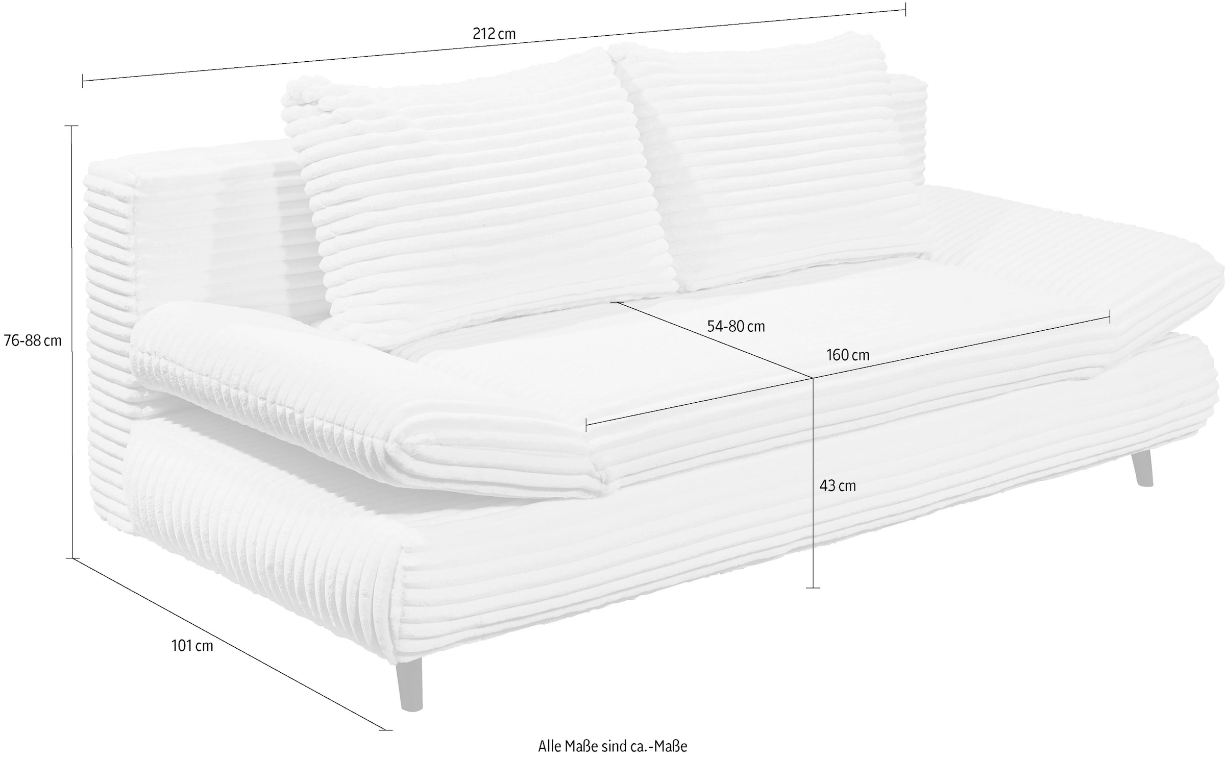 ED EXCITING DESIGN Schlafsofa »Sunny«, mit Bettkasten, Armteilverstellung & 2 Rückenkissen