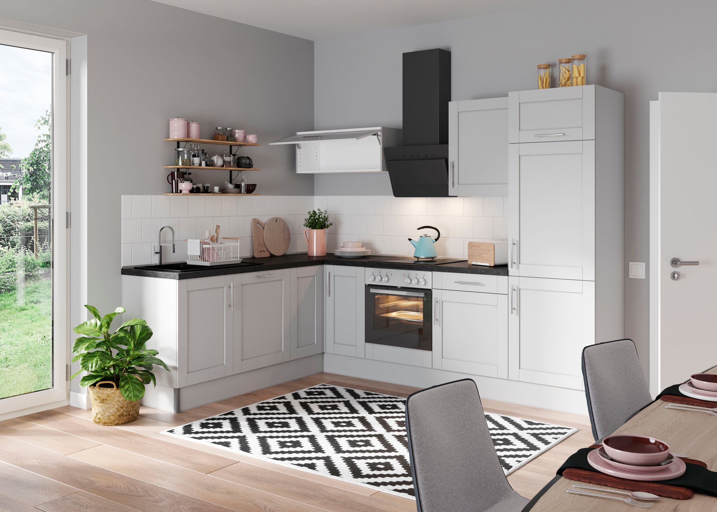 OPTIFIT Küche »Ahus«, 200 x 270 cm breit, wahlweise mit E-Geräten, Soft Close Funktion