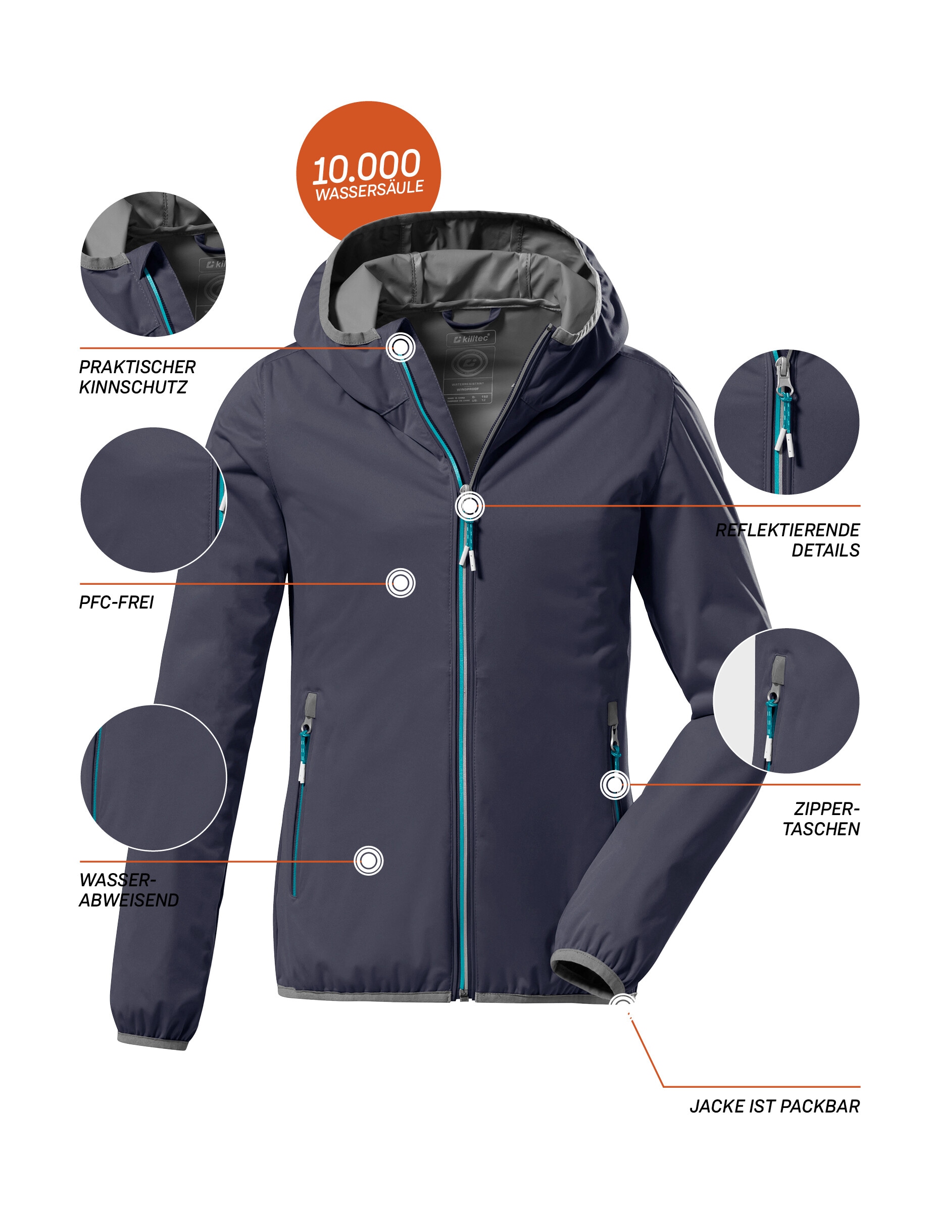 Killtec Funktionsjacke »KOS 164 GRLS JCKT«, Ultraleichte, wasserabweisende Mädchenjacke, packbar, reflektierend