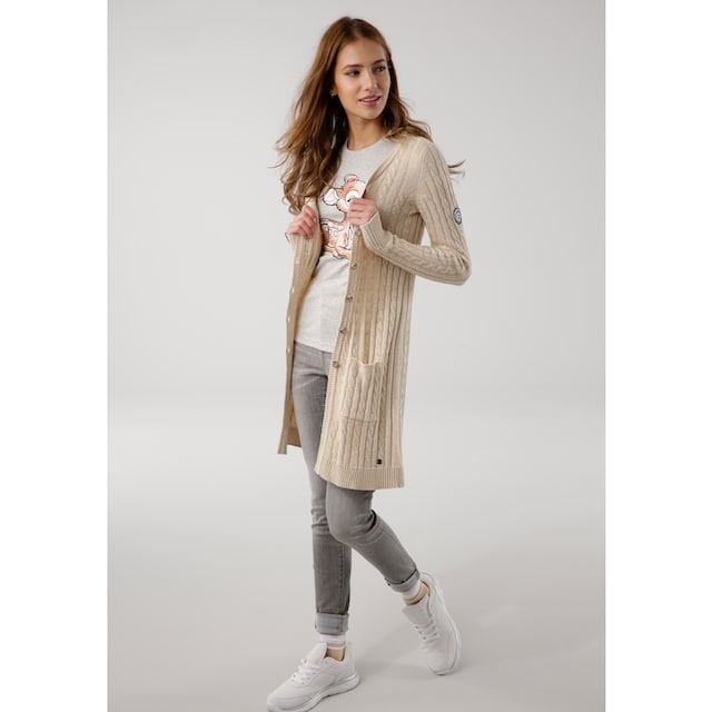 und KangaROOS Zopfmuster mit kaufen trendigem Taschen online Longstrickjacke,