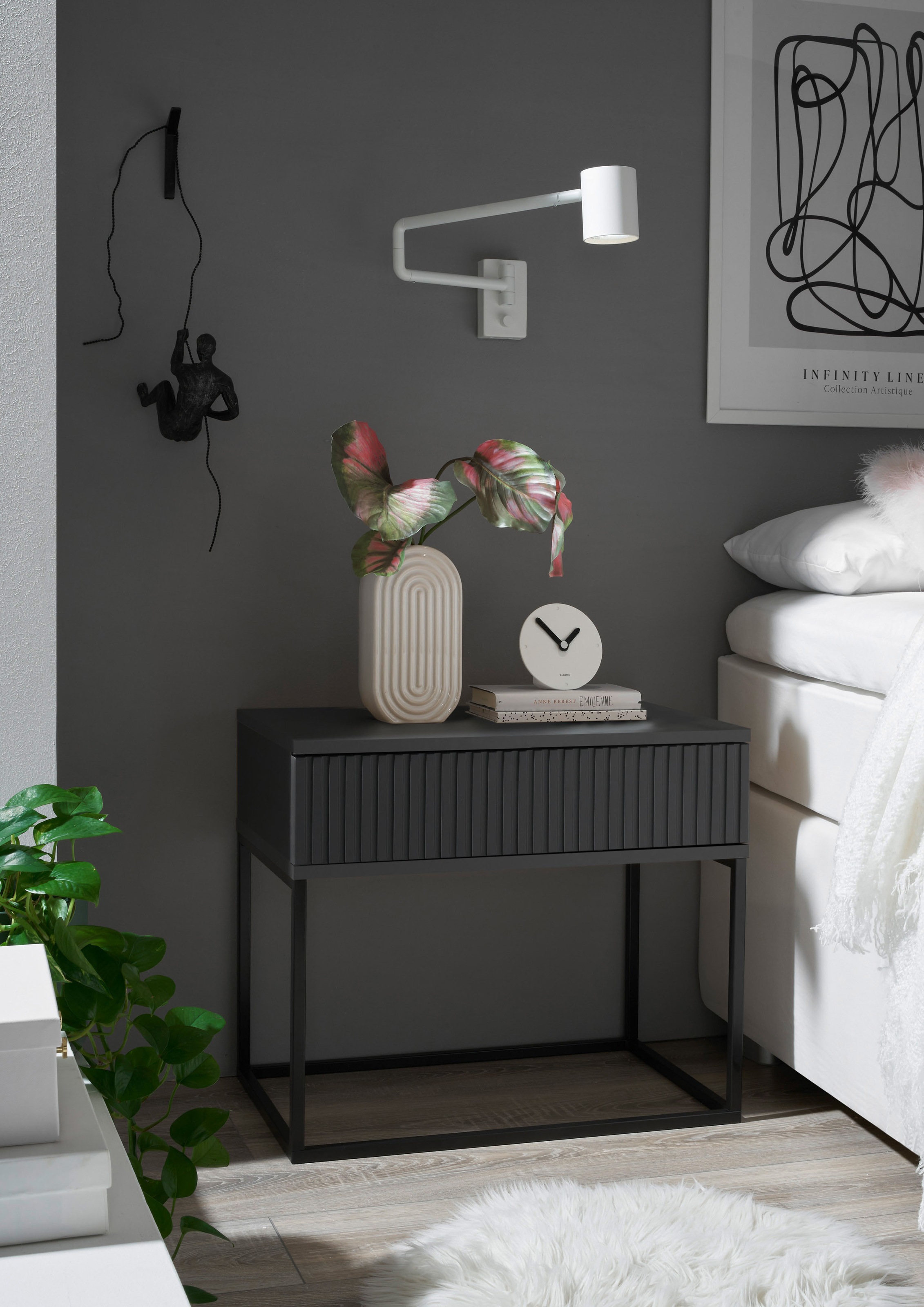 Schlafkontor Nachtkommode »Marle Nachtkonsole, Nachtkästchen auf Metall-Fuß günstig online kaufen