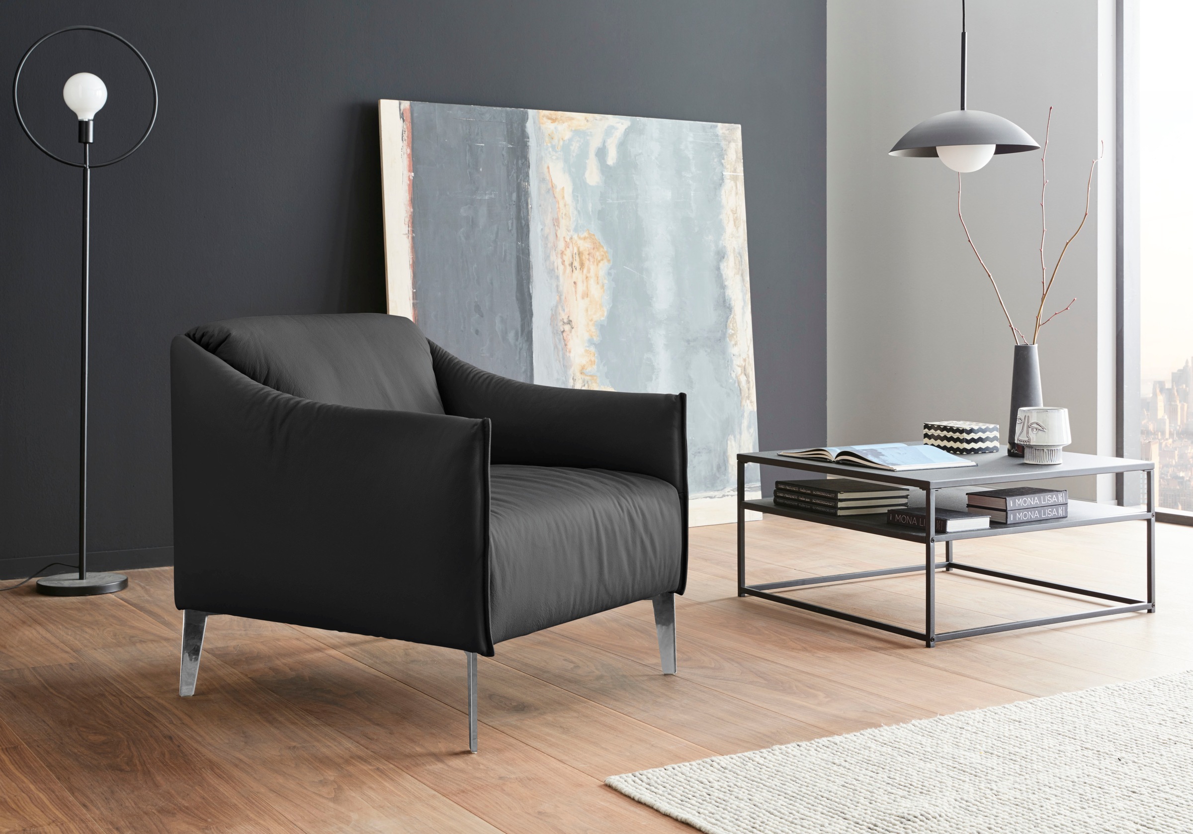 W.SCHILLIG Cocktailsessel »sally Designsessel, Loungesessel,«, mit Metall-Winkelfüßen in Chrom glänzend